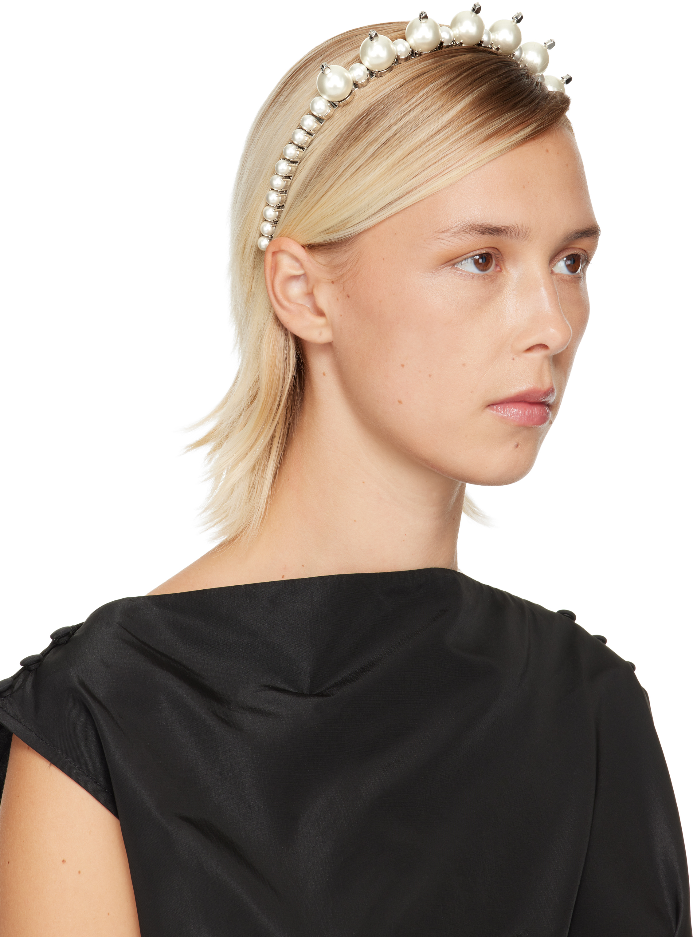 Simone Rocha Silver Pearl & Crystal Tiara Headband