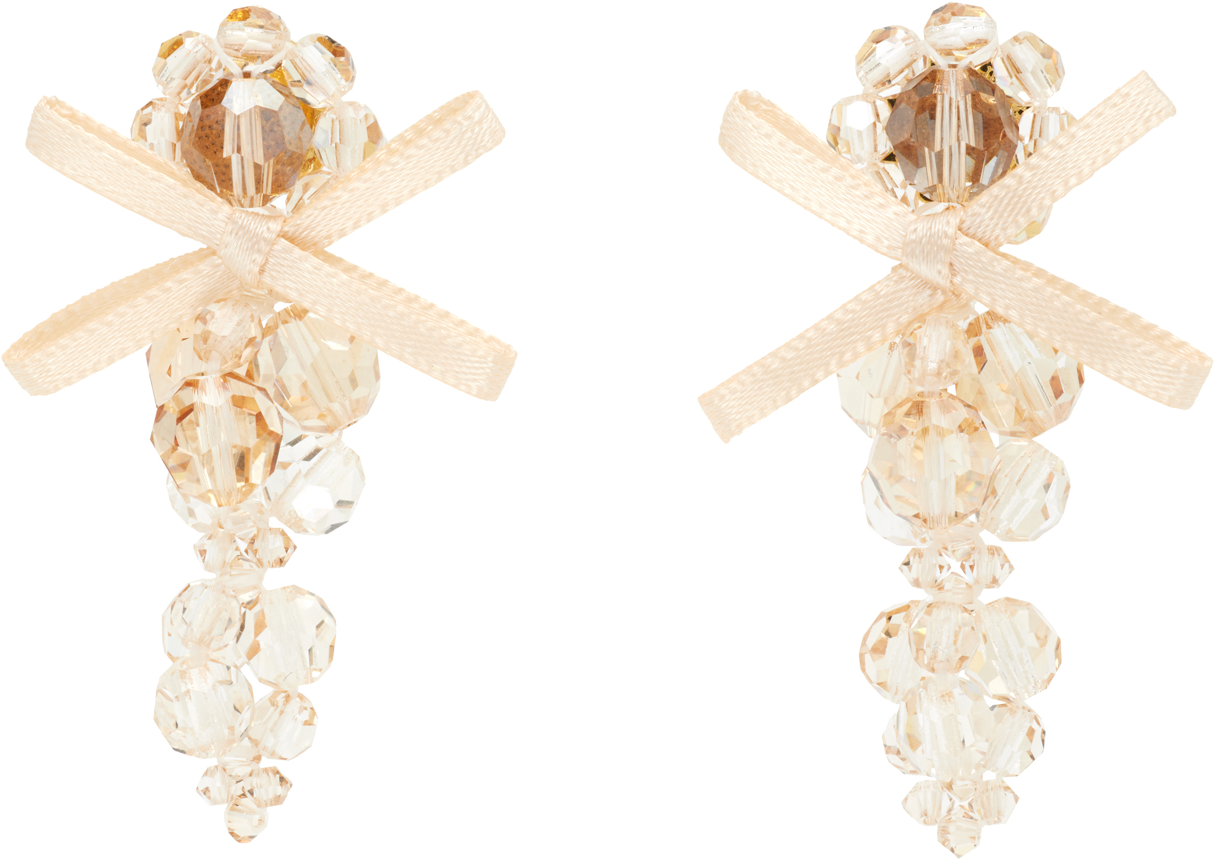 Simone Rocha Petite Bow Cluster Earrings In White