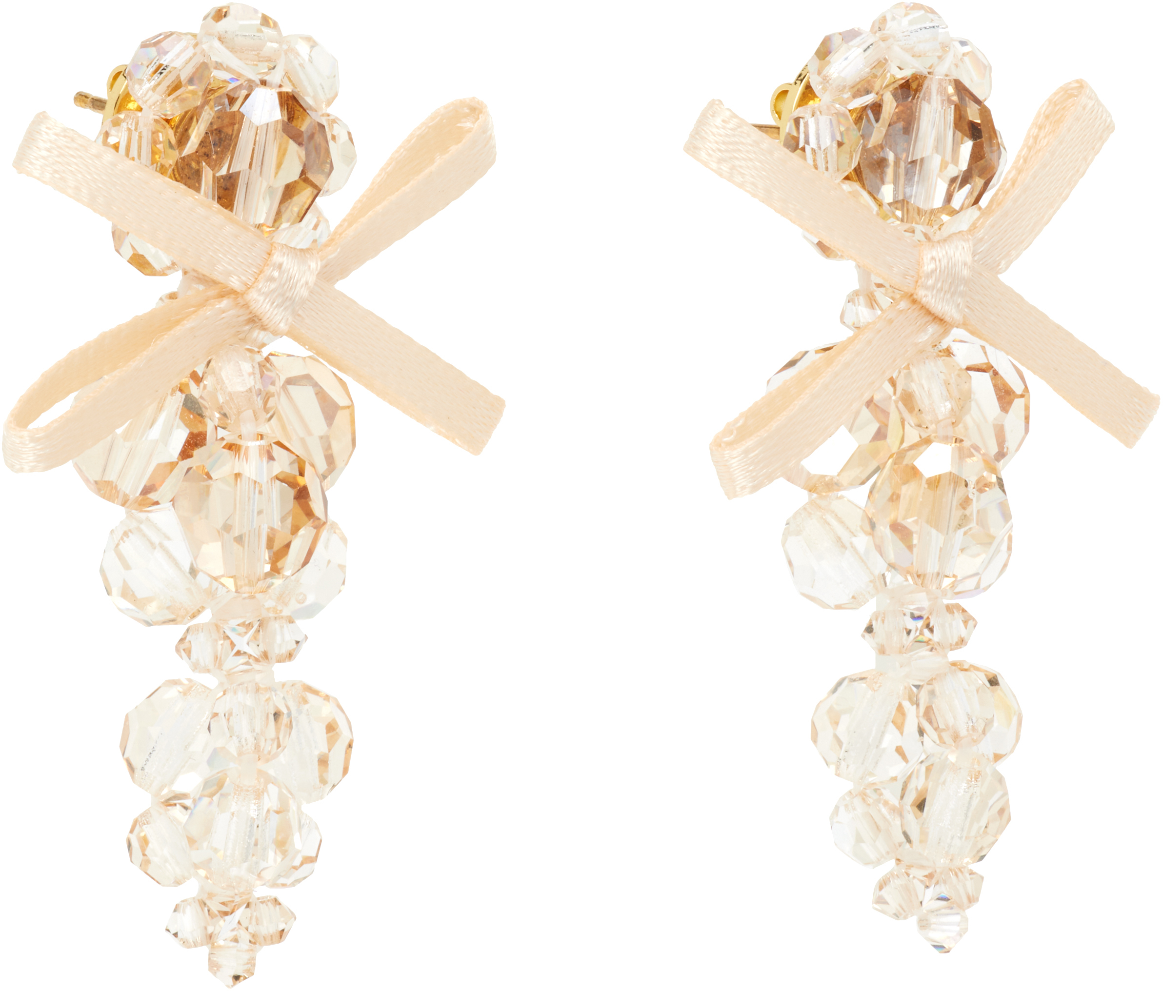 Simone Rocha Petite Bow Cluster Earrings In White