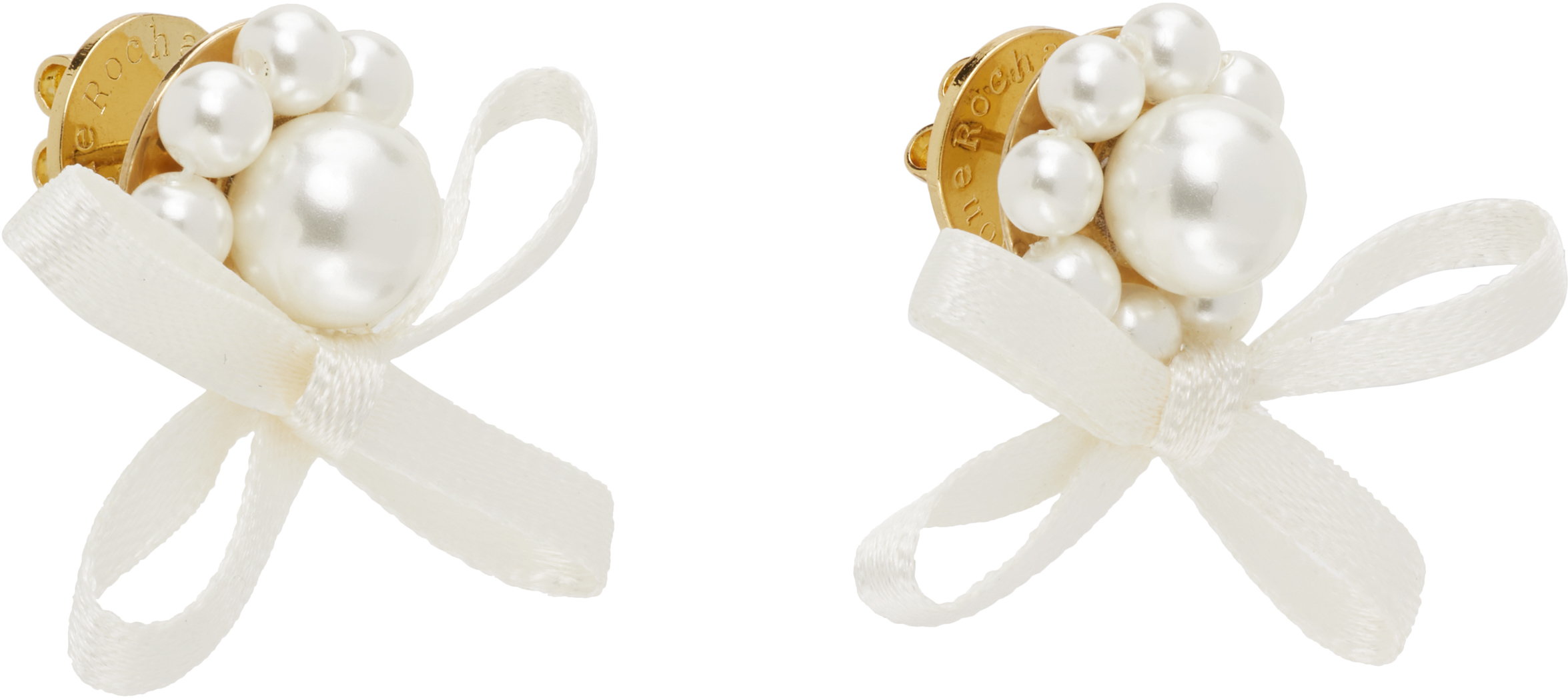 Simone Rocha Petite Bow Daisy Stud Earrings In White