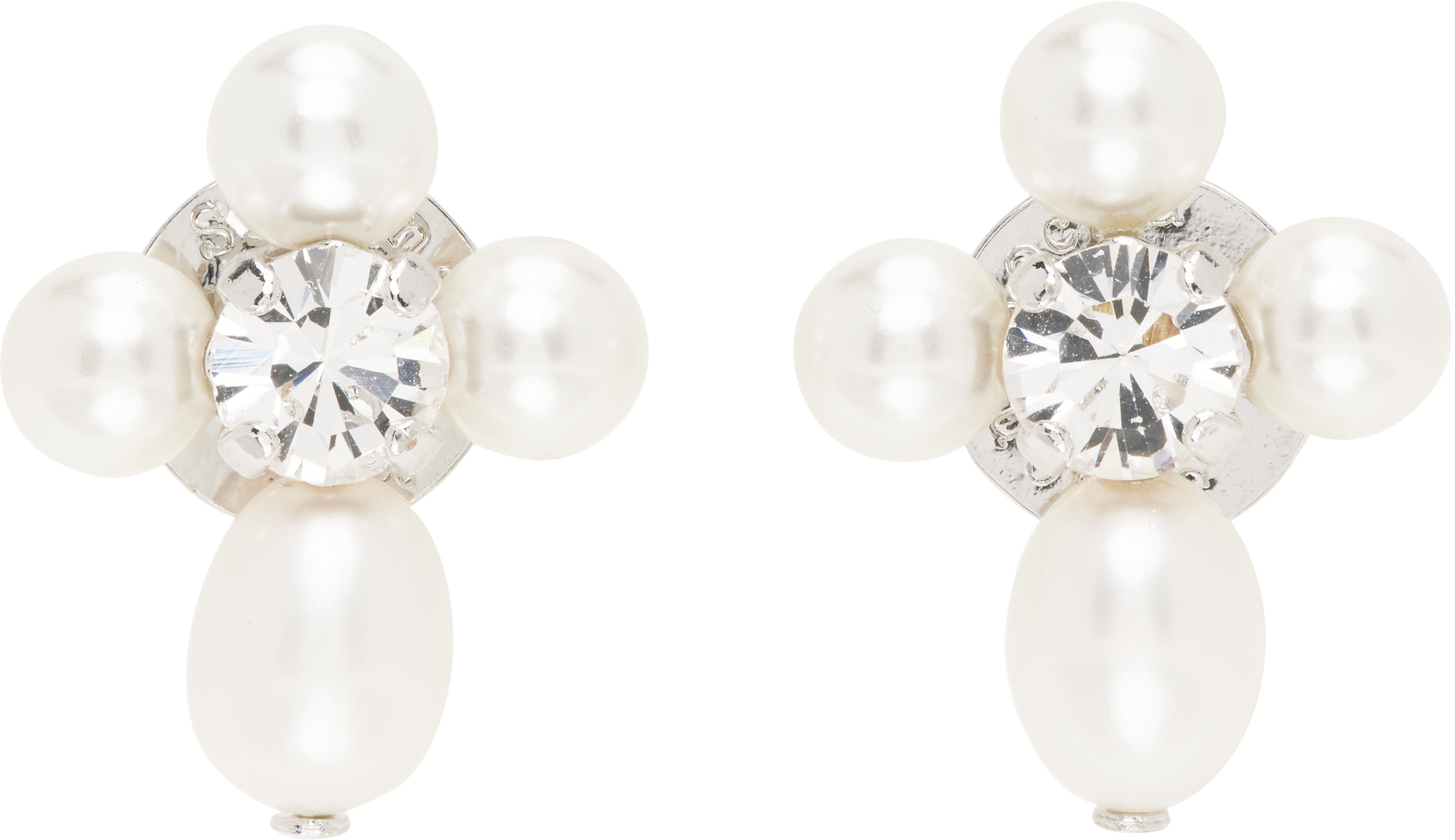 Simone Rocha Pearl & Crystal Earrings In White
