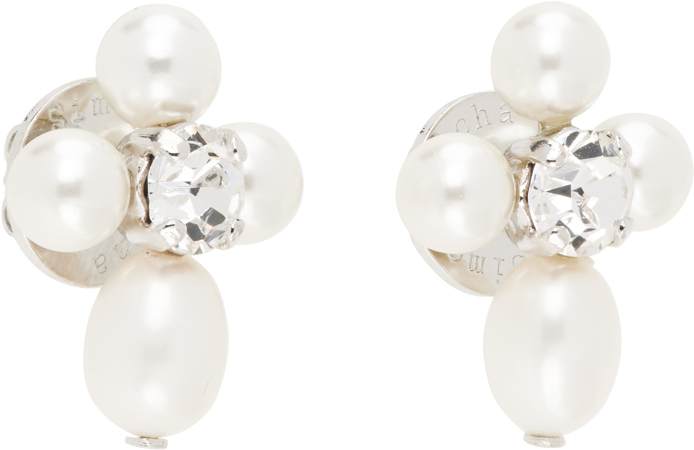 Simone Rocha Pearl & Crystal Earrings In White