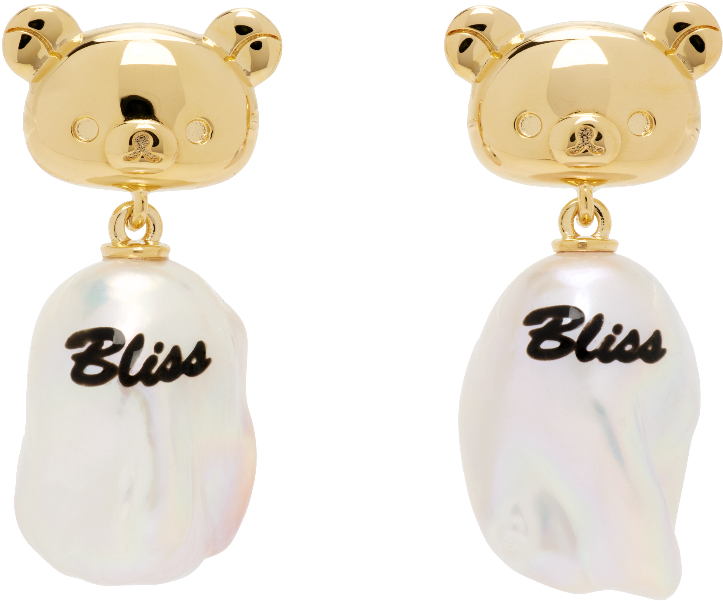 Jiwinaia Rilakkuma Edition Bliss Baroque Pearl Earrings In Gold