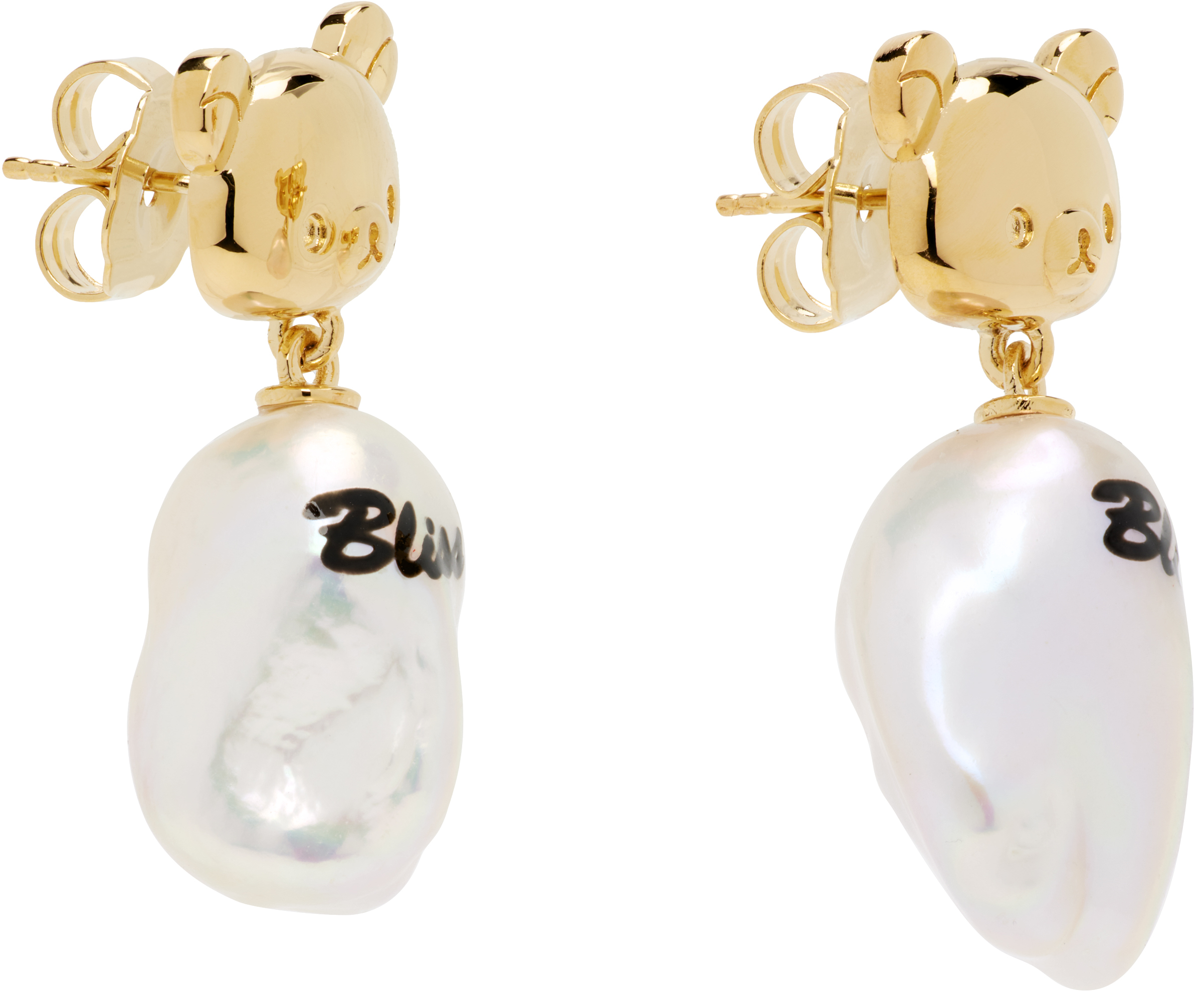 Jiwinaia Rilakkuma Edition Bliss Baroque Pearl Earrings In Gold