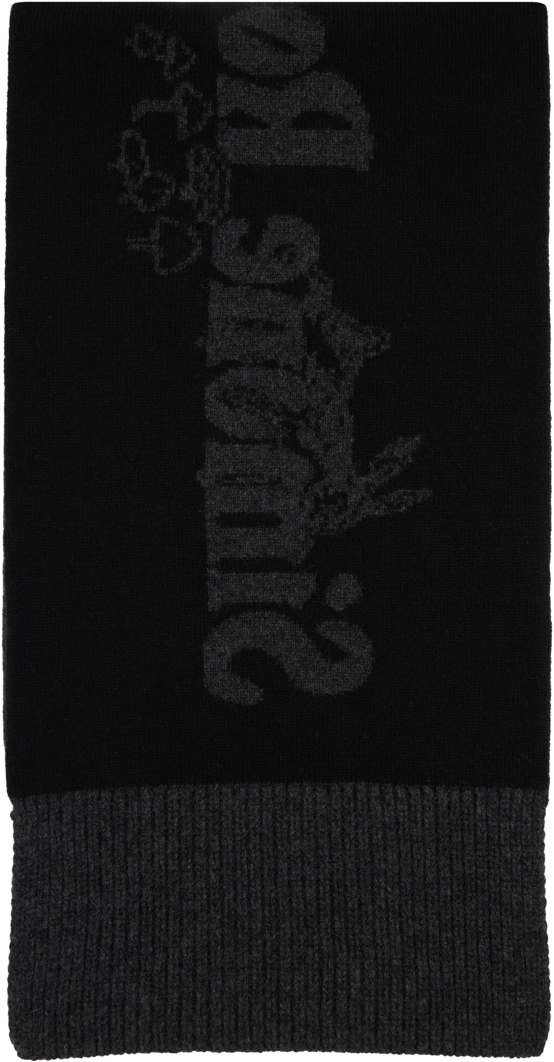 Simone Rocha Black & Gray Long Graphic Logo Knit Scarf In Black