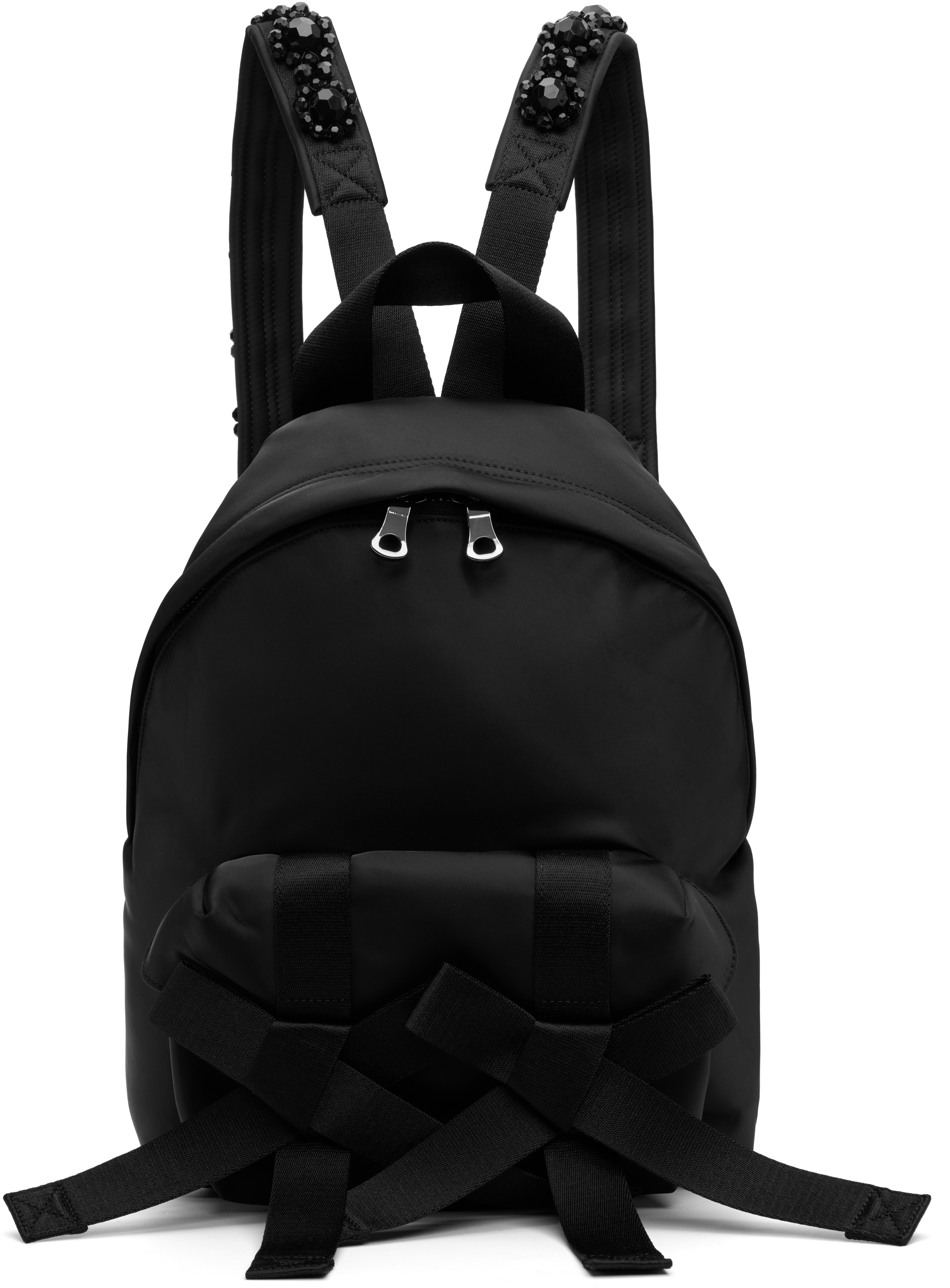 Simone Rocha Black Beaded Utility Bow Backpack