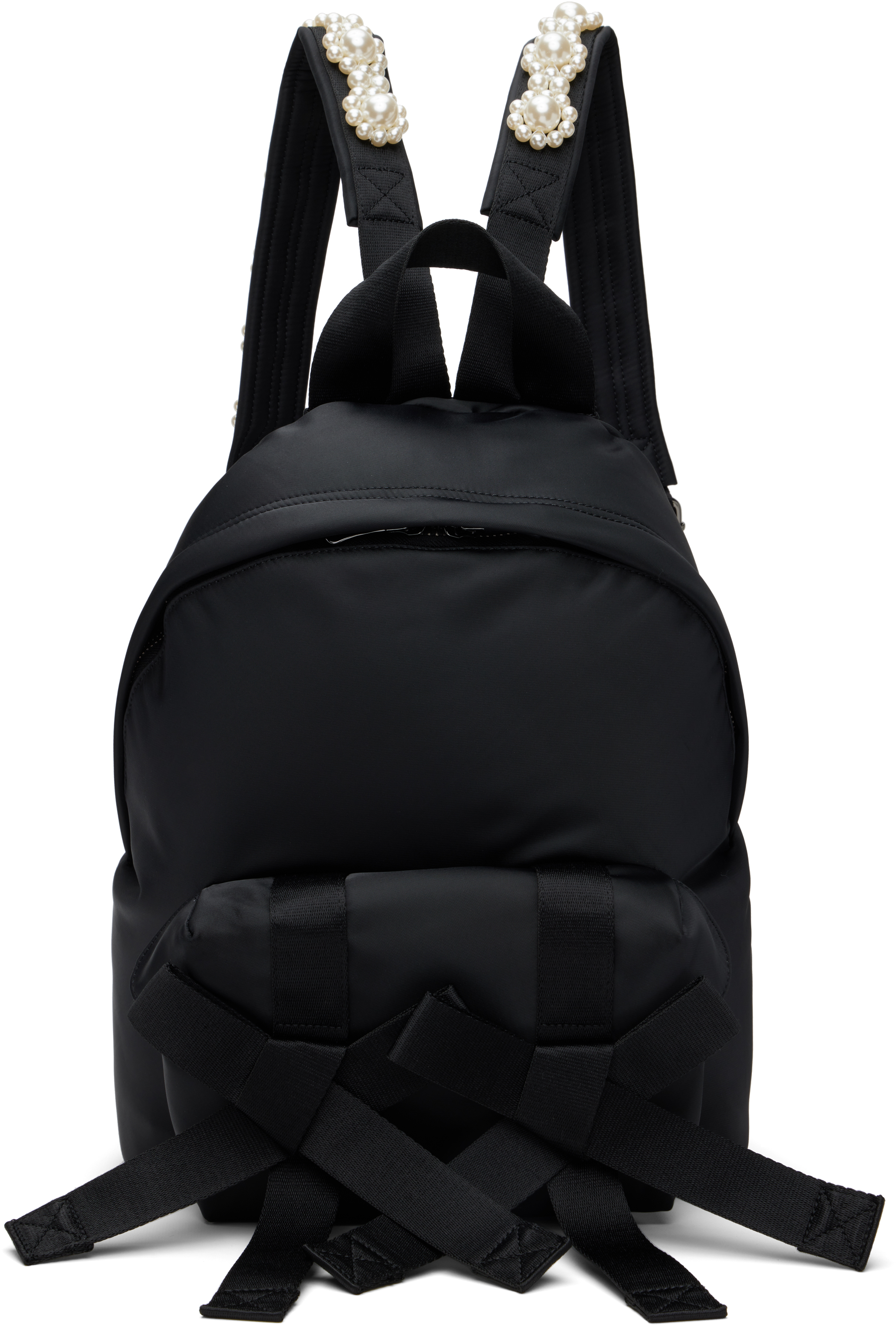 【SIMONE ROCHA】ブラック Beaded Utility Bow バックパック Simone Rocha: ブラック Beaded Utility Bow バックパック