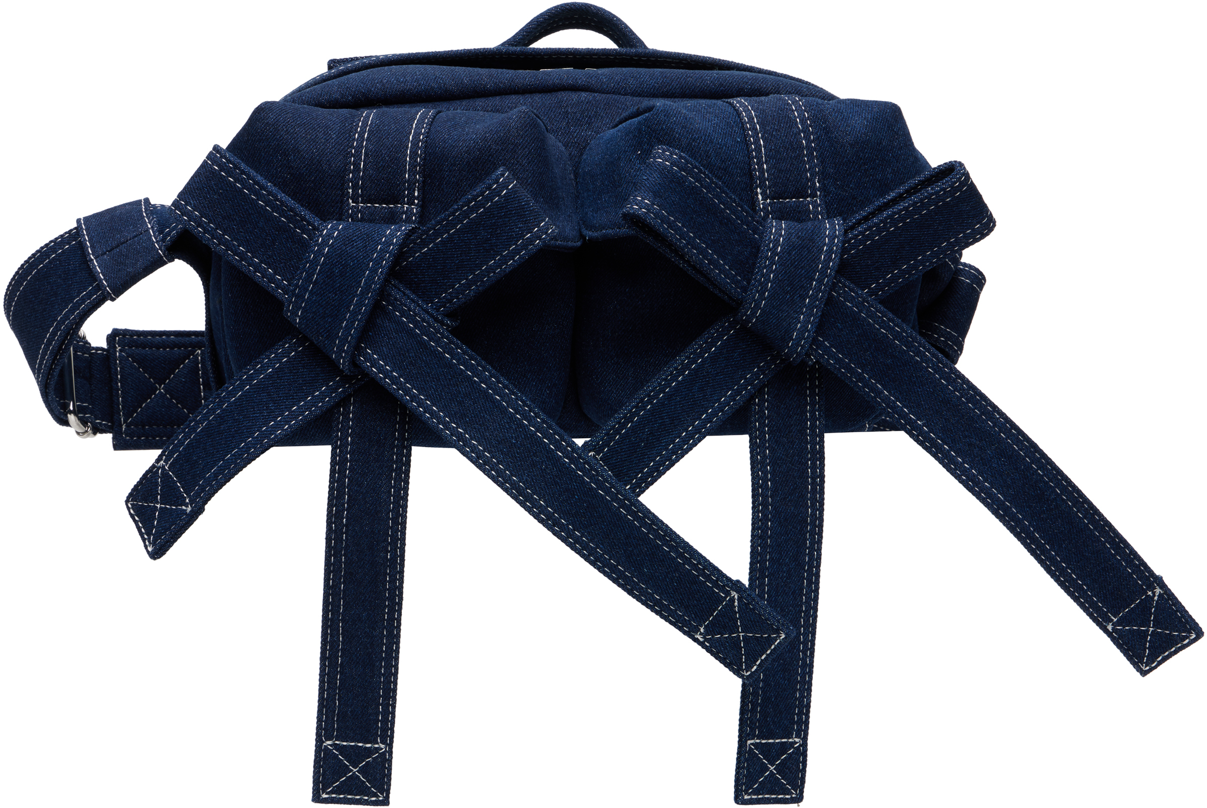 Simone Rocha Blue Beaded Classic Bow Crossbody Bag