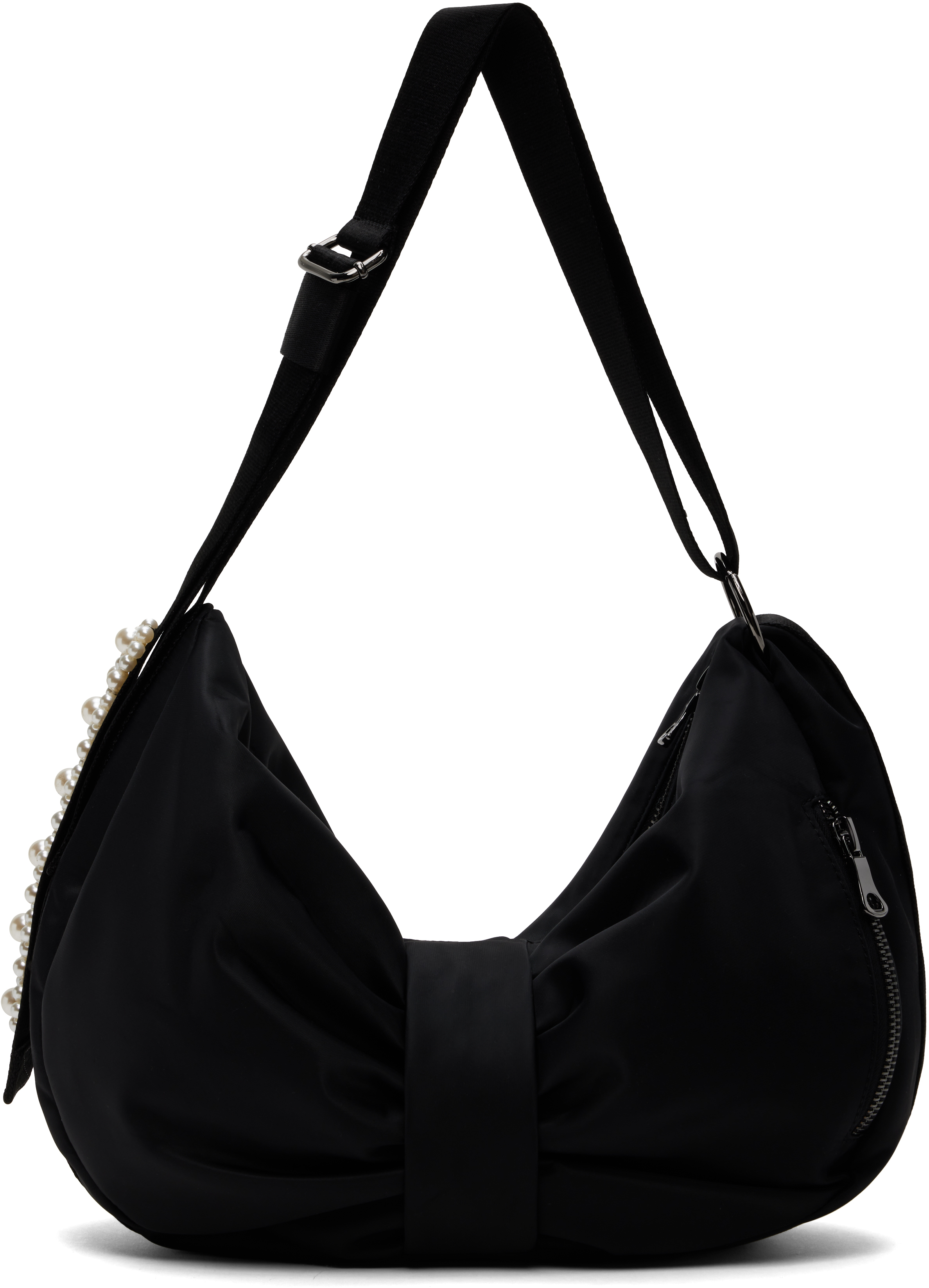 Simone Rocha Black Beaded Sling Bow Bag