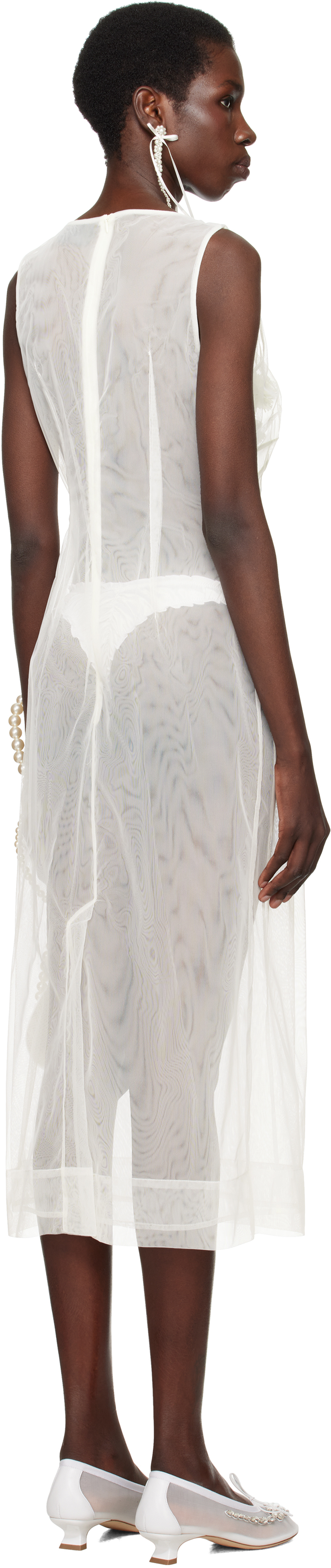 Simone Rocha Ssense Exclusive Bridal Capsule Carnation Dart Midi Dress In Ivory