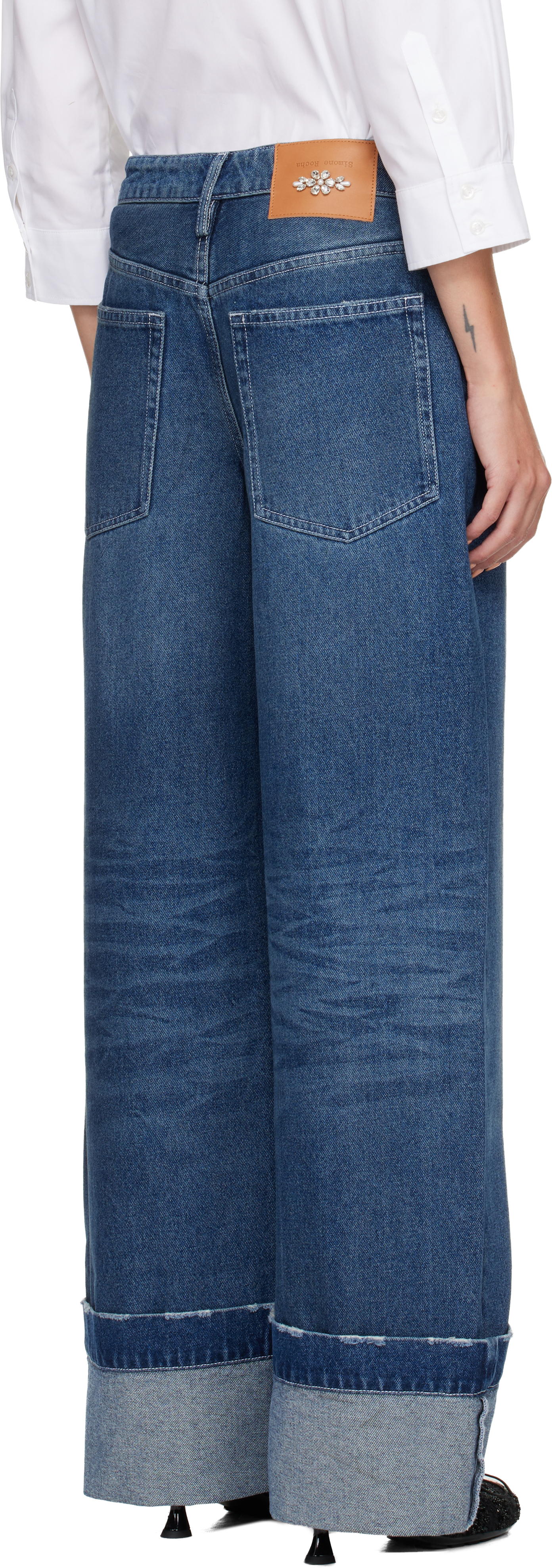 Simone Rocha Womens Distressed Blue Distressed Straight-leg Denim Jeans In Blue