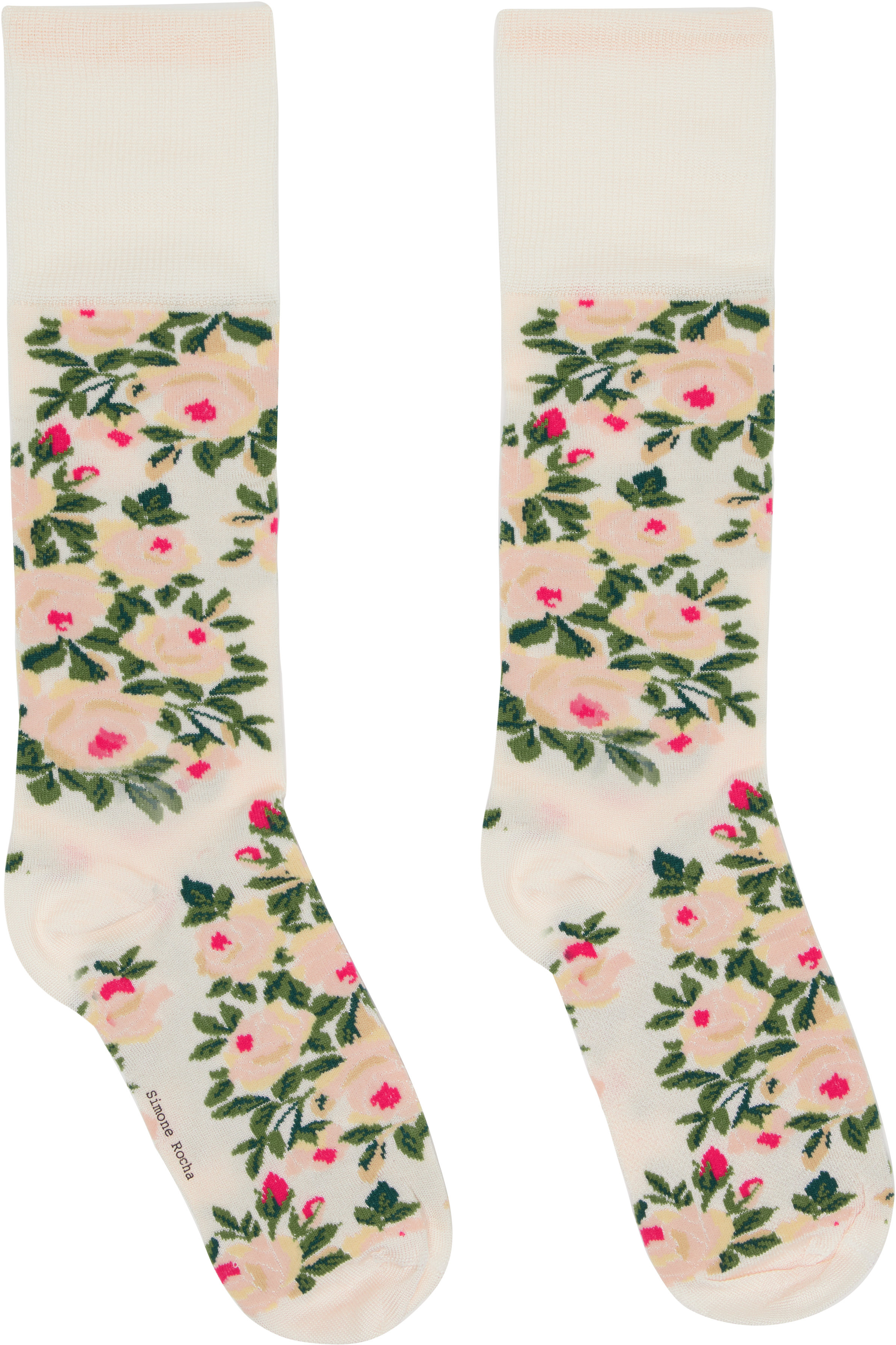 Simone Rocha Off-white Rose Bouquet Jacquard Socks In Multi