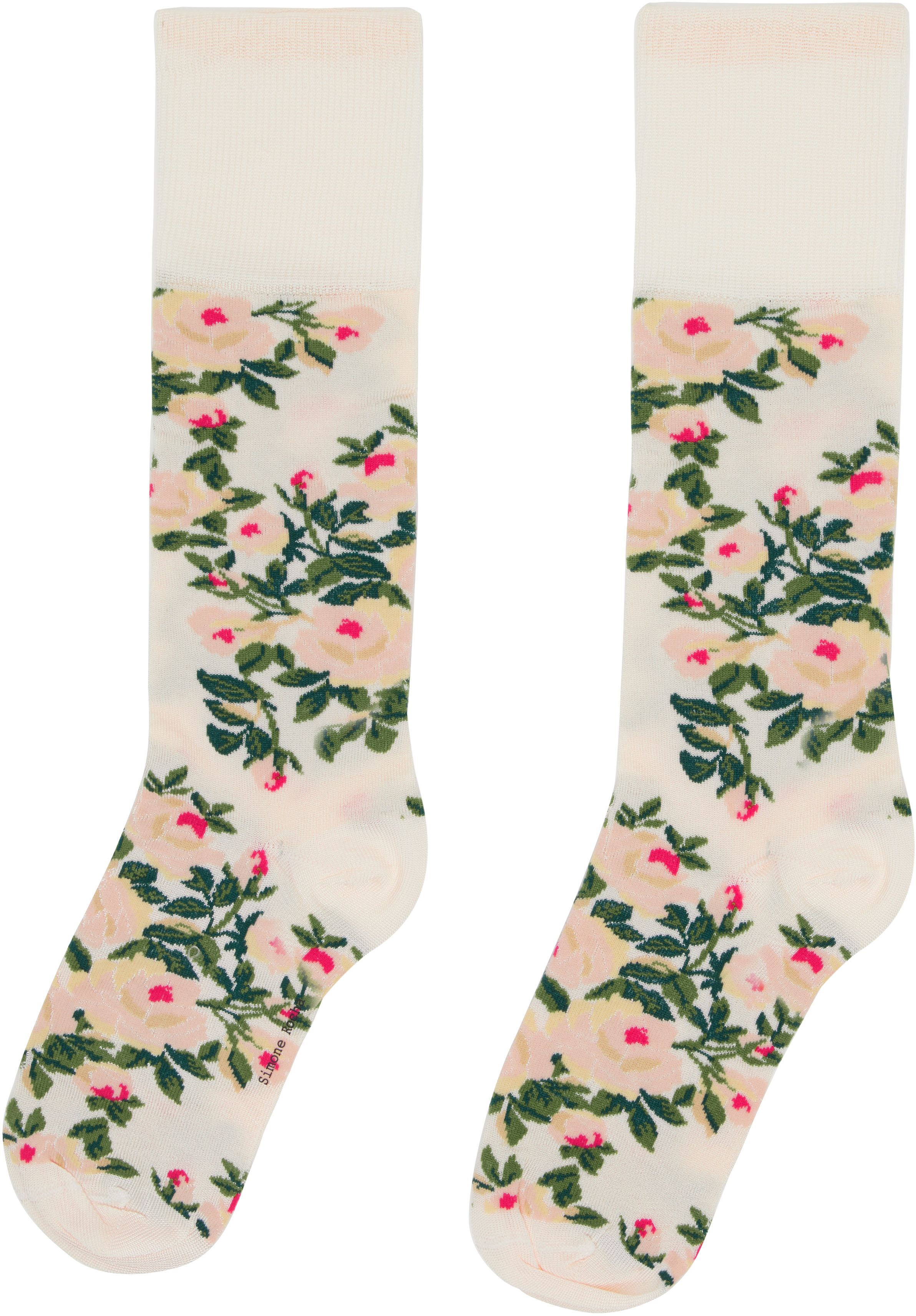 Simone Rocha Off-white Rose Bouquet Jacquard Socks In Multi