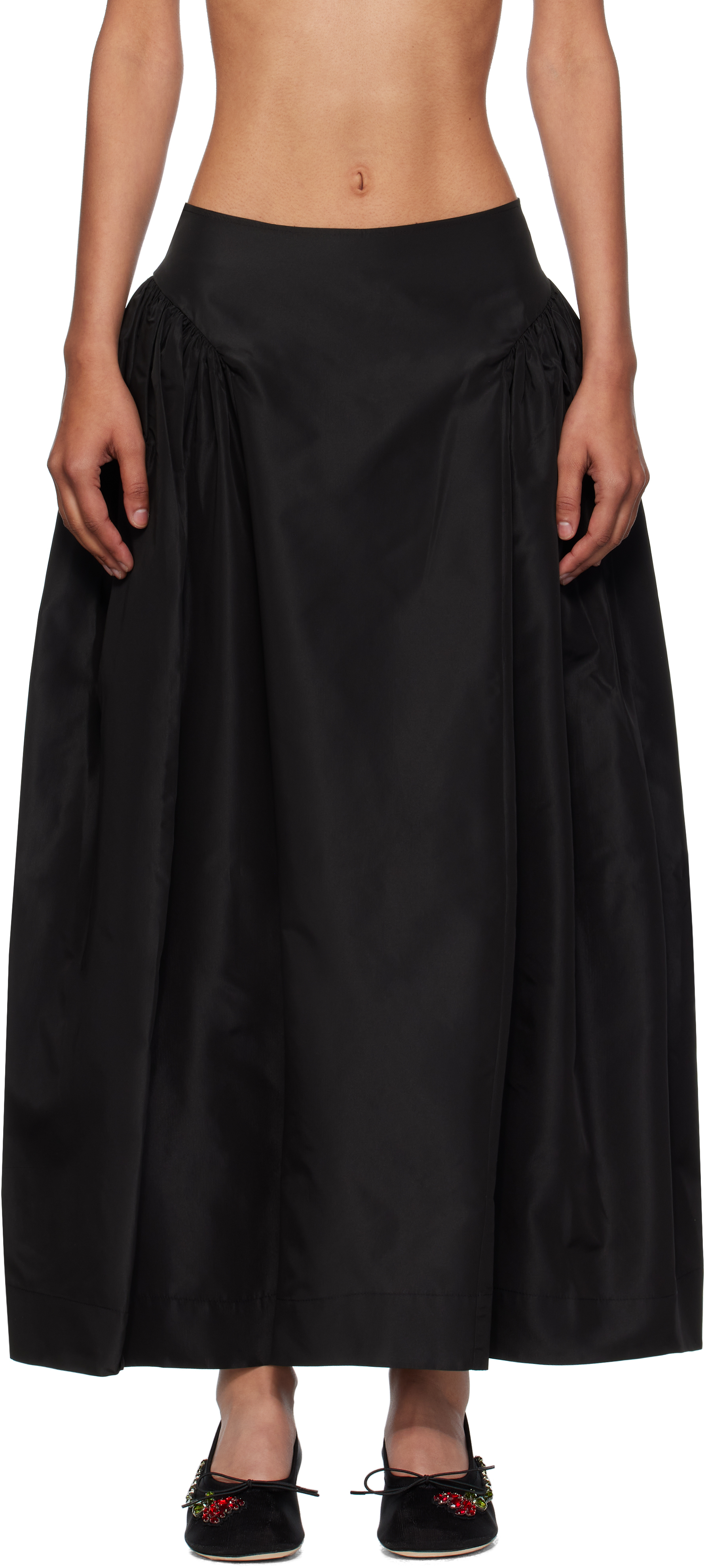 Simone Rocha Black Hip Detail Bind Maxi Skirt In Black