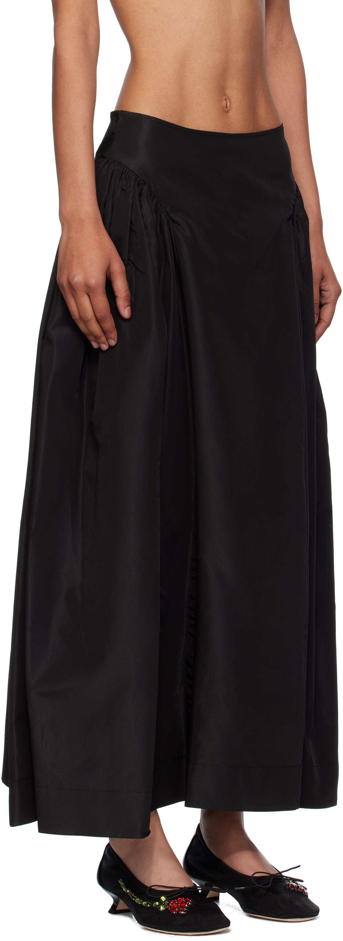 Simone Rocha Black Hip Detail Bind Maxi Skirt In Black
