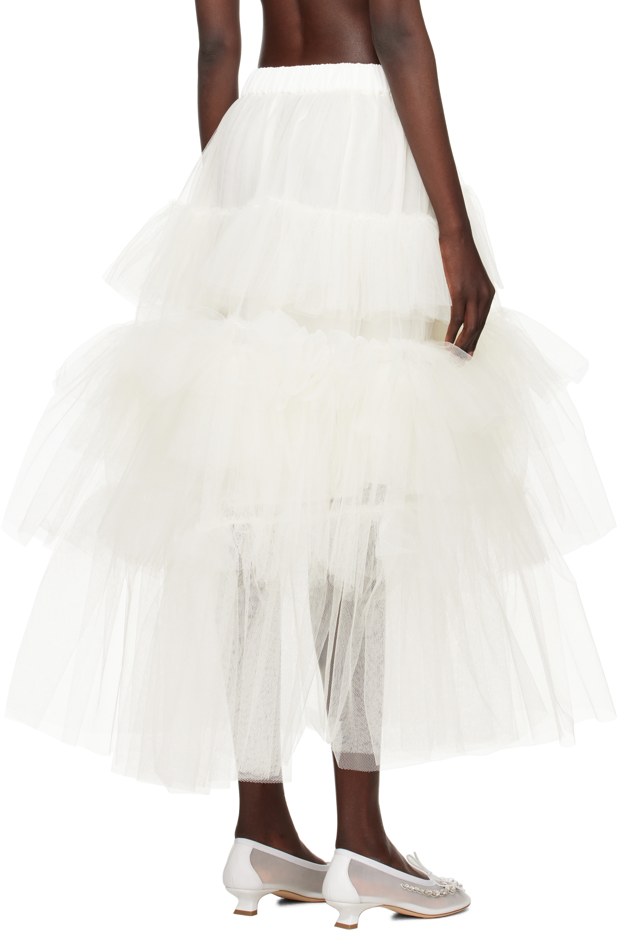 Simone Rocha Ssense Exclusive Off-white Tutu Maxi Skirt In Ivory/pale Blue