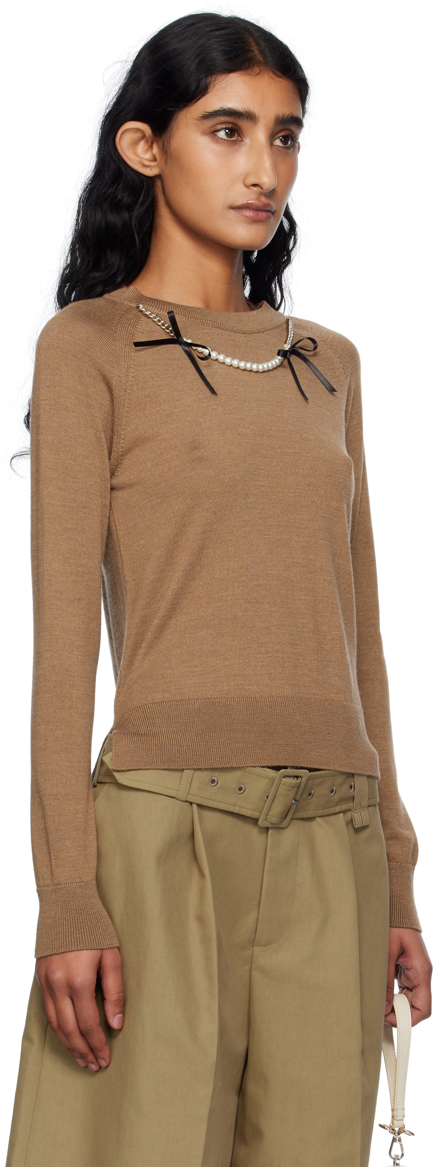 Simone Rocha Brown Embellished Classic Sweater In Multi