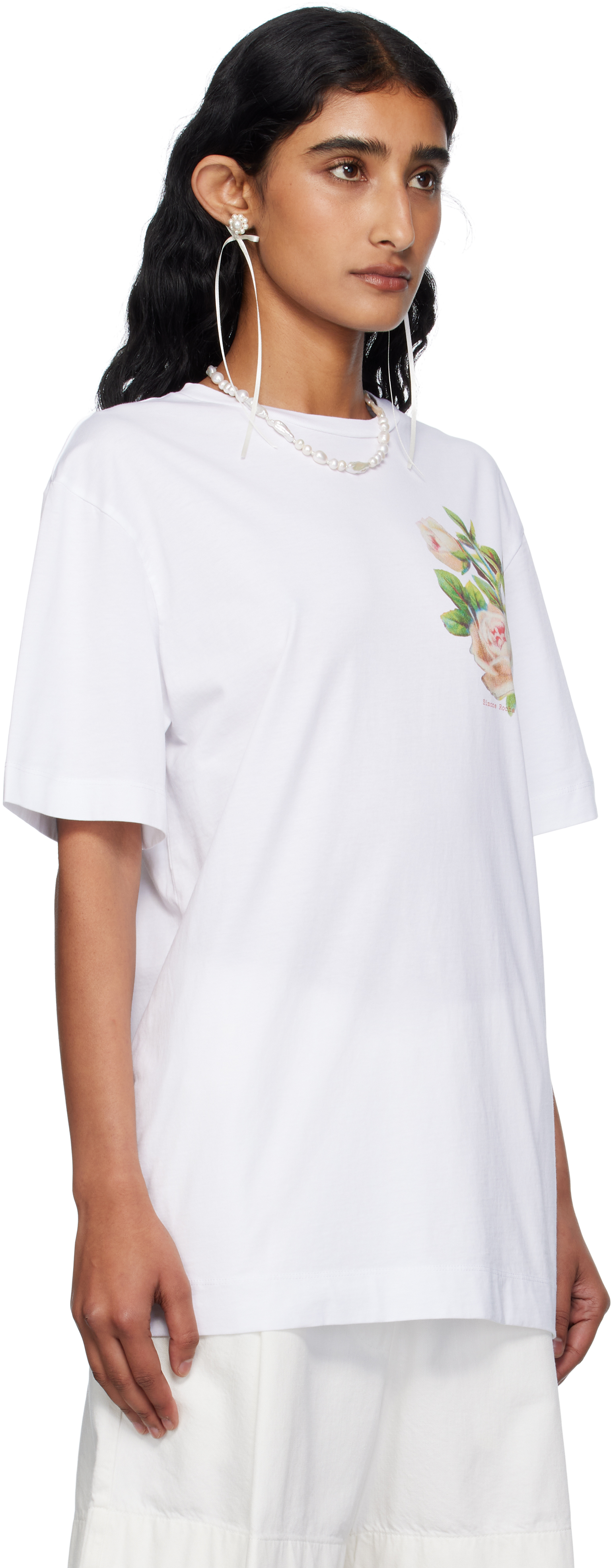 Simone Rocha White Rose Bouquet T-shirt In White