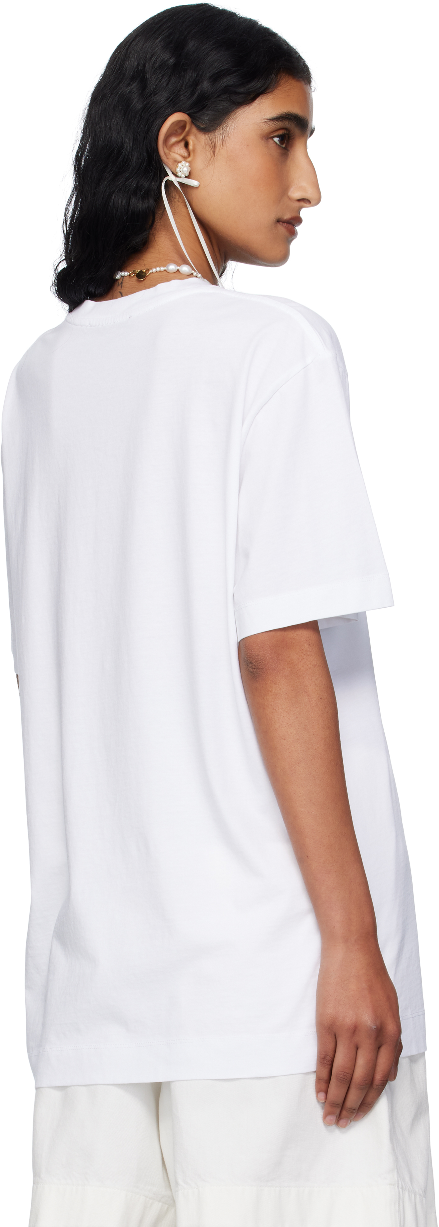 Simone Rocha White Ribbon Bow Tail T-shirt In Multi