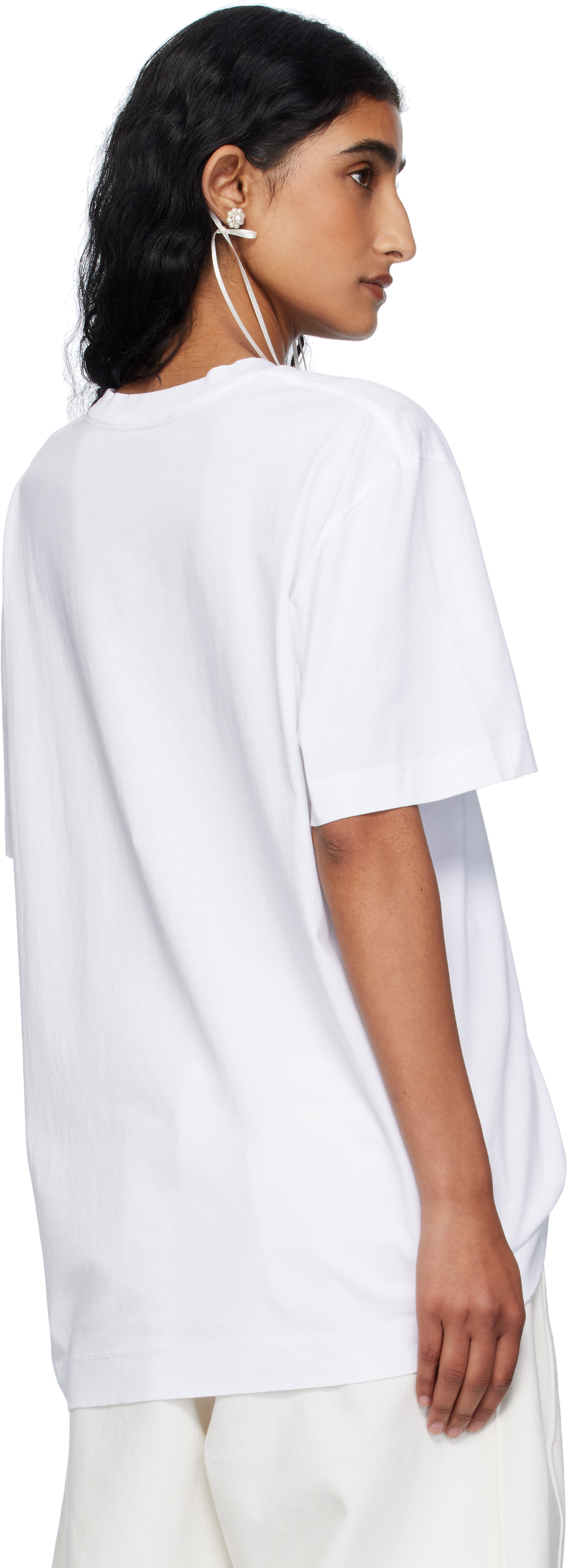 Simone Rocha White Ribbon Bow Tail T-shirt In Multi