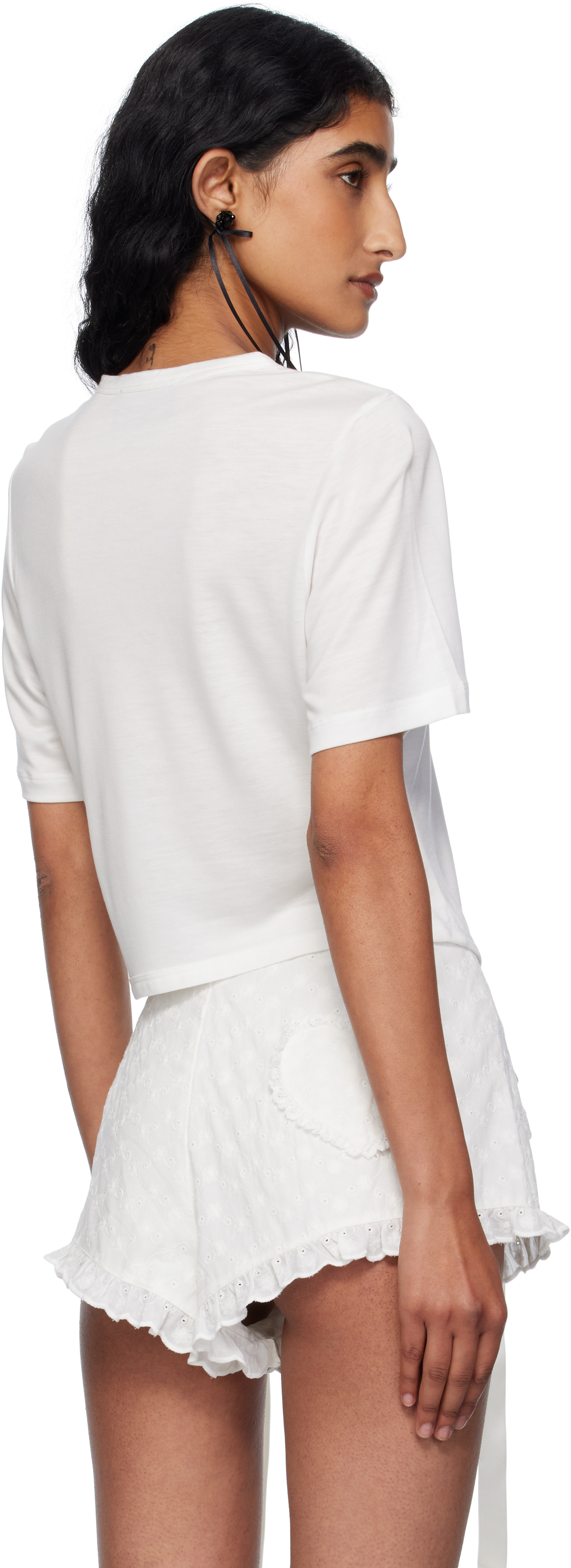Simone Rocha Off-white Bow Tail Easy T-shirt In White