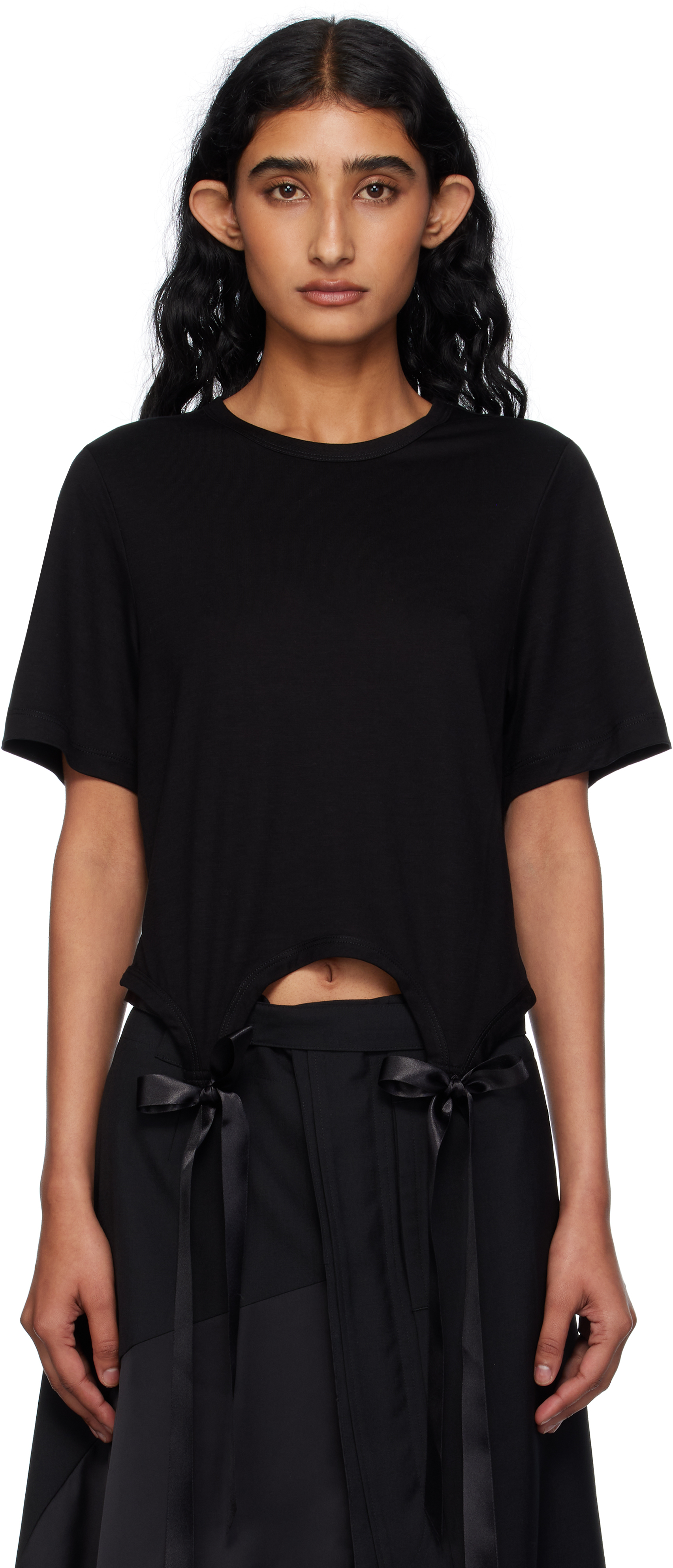 Simone Rocha Black Bow Tail Easy T-shirt In Black