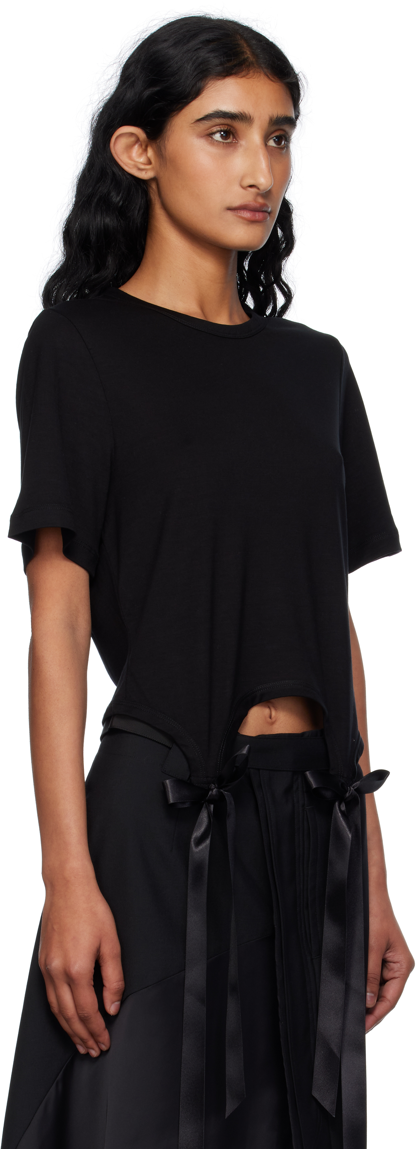 Simone Rocha Black Bow Tail Easy T-shirt In Black