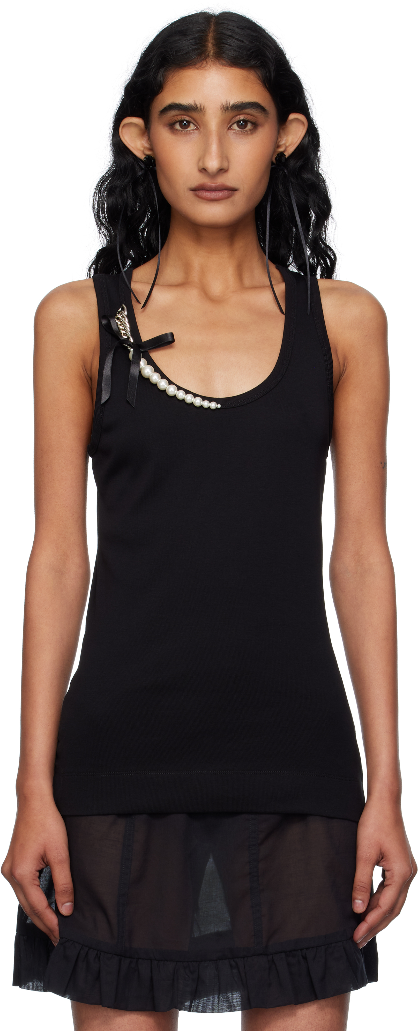 White Pearl Chain Tank Top