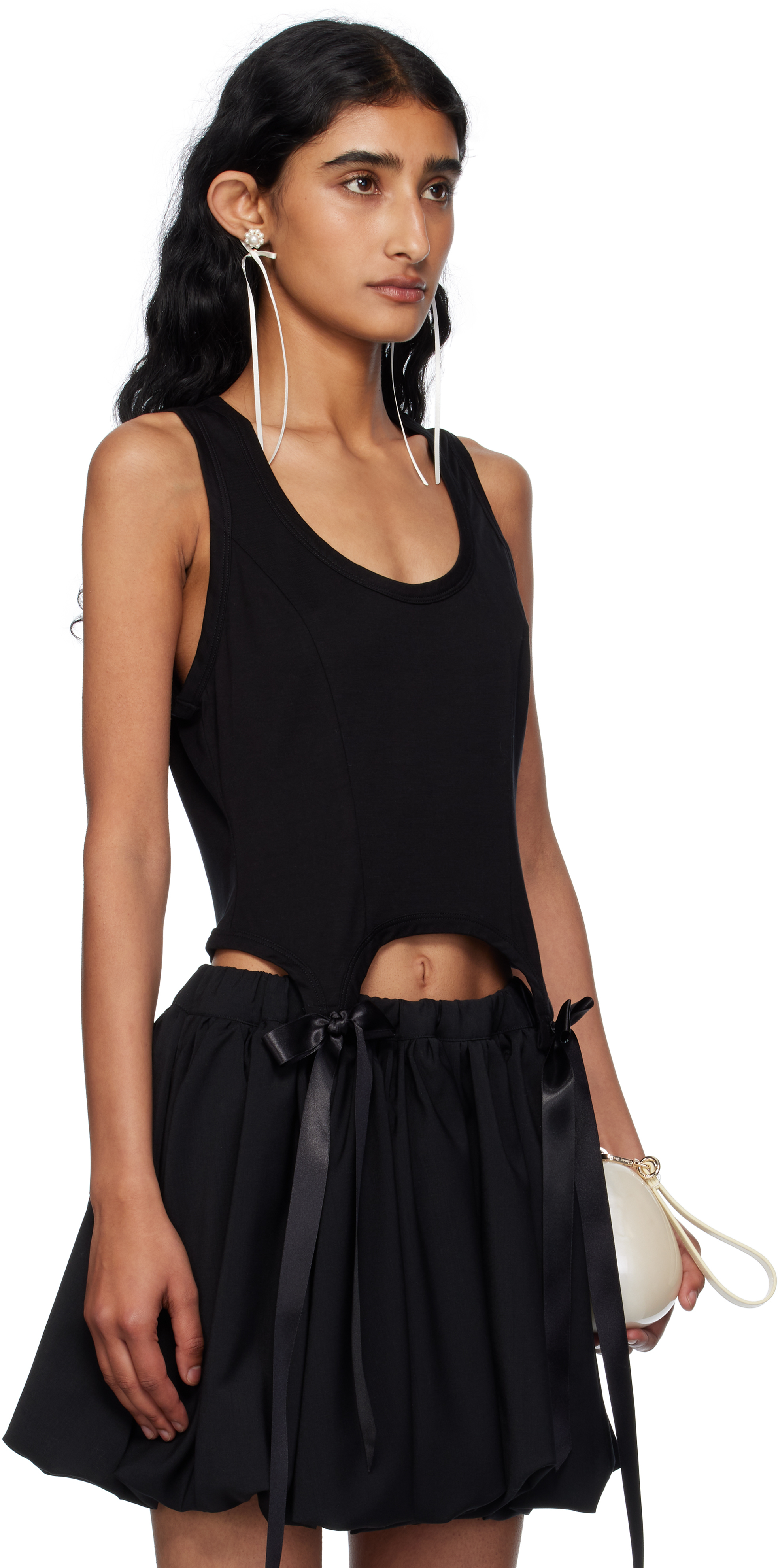 Simone Rocha Black Bow Tail Easy Tank Top In Black