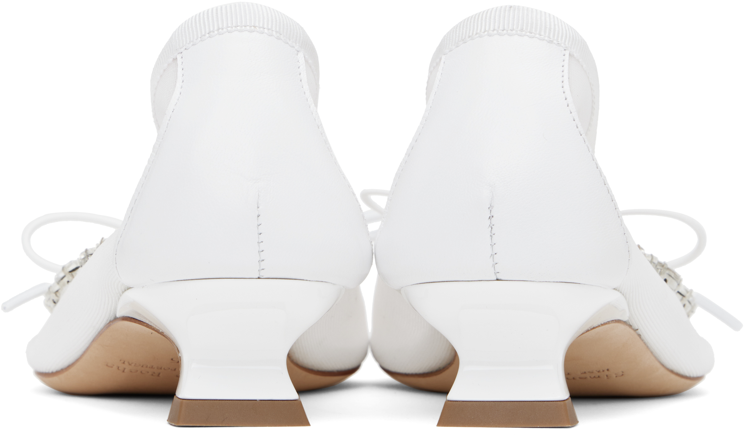 Simone Rocha Ssense Exclusive Bridal Capsule Embellished Flower Ballerina Heels In Ivory/pearl/clear