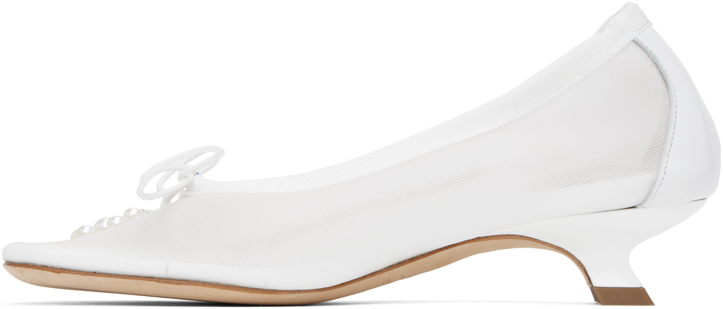 Simone Rocha Ssense Exclusive Bridal Capsule Embellished Flower Ballerina Heels In Ivory/pearl/clear