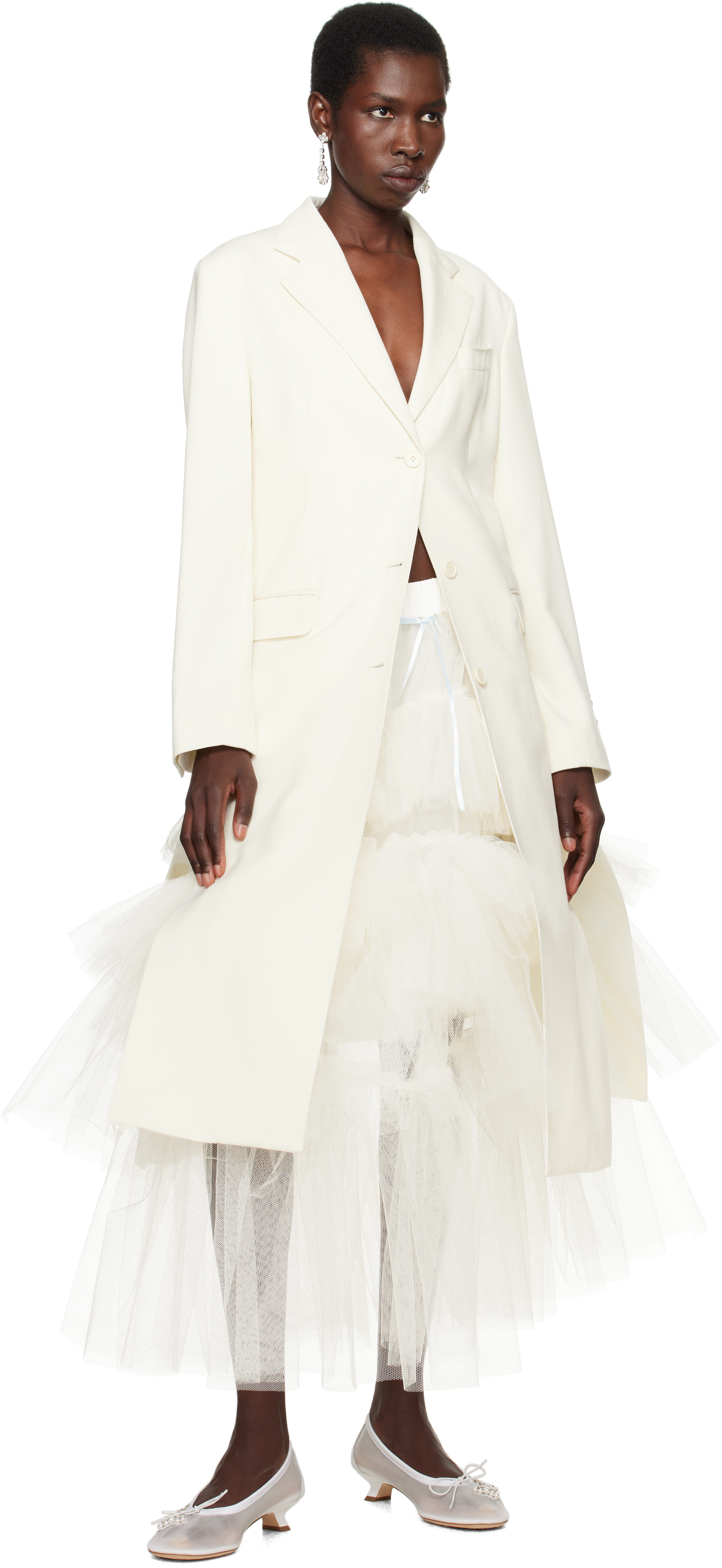 Simone Rocha Ssense Exclusive Bridal Capsule Embellished Flower Ballerina Heels In Ivory/pearl/clear