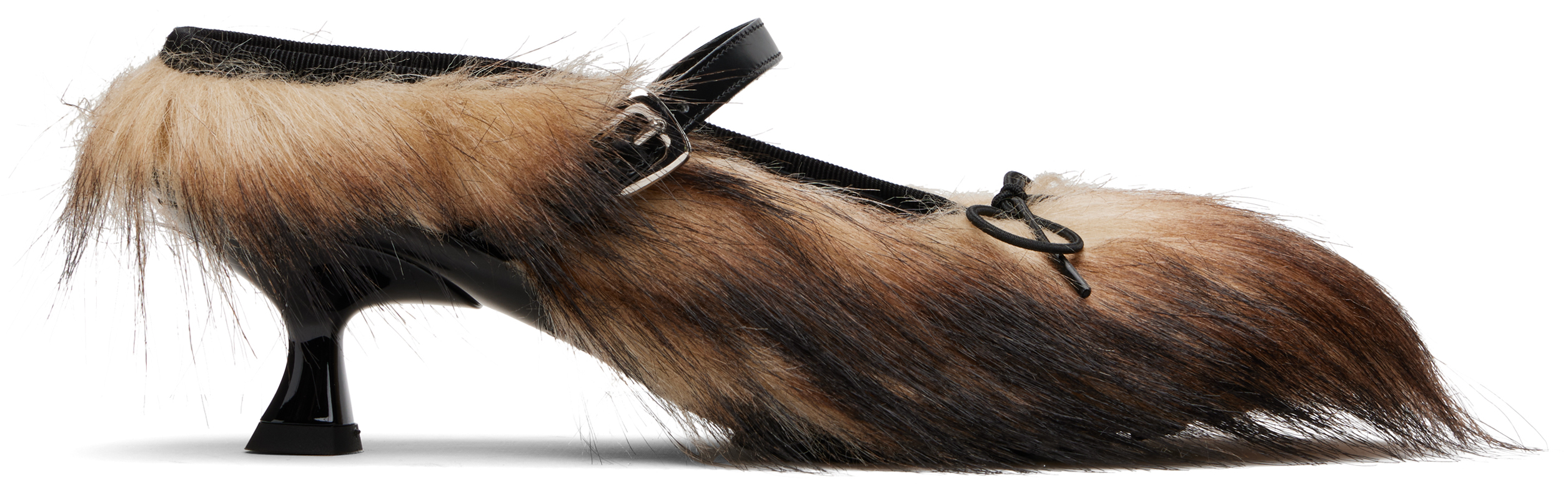Simone Rocha Beige & Brown Faux Fur Grip Mule Heels In Beige
