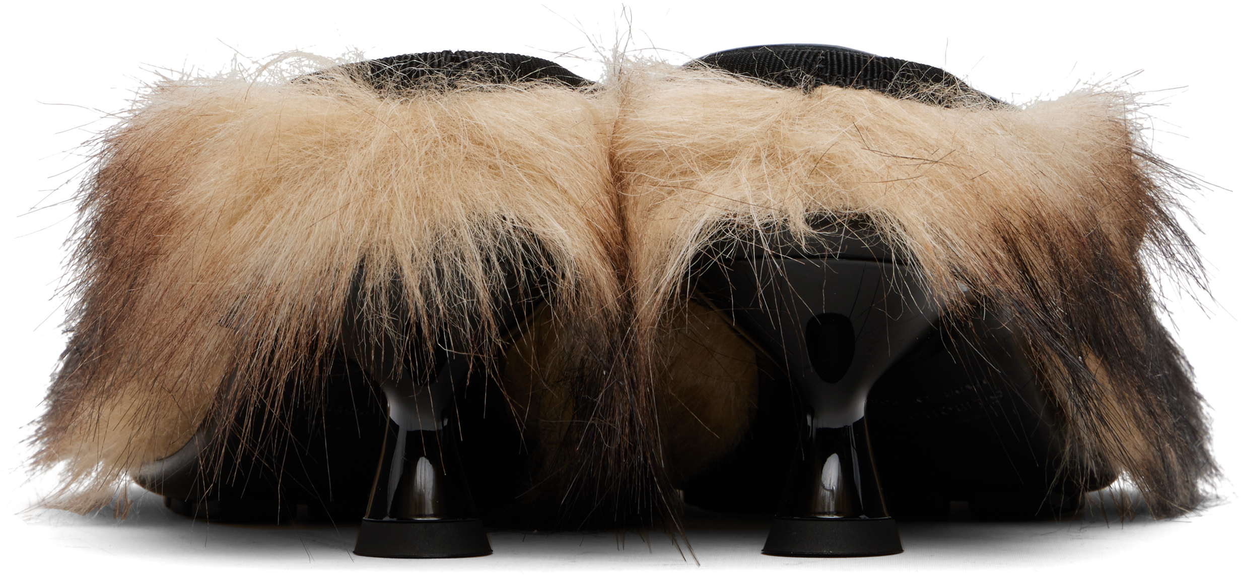 Simone Rocha Beige & Brown Faux Fur Grip Mule Heels In Beige