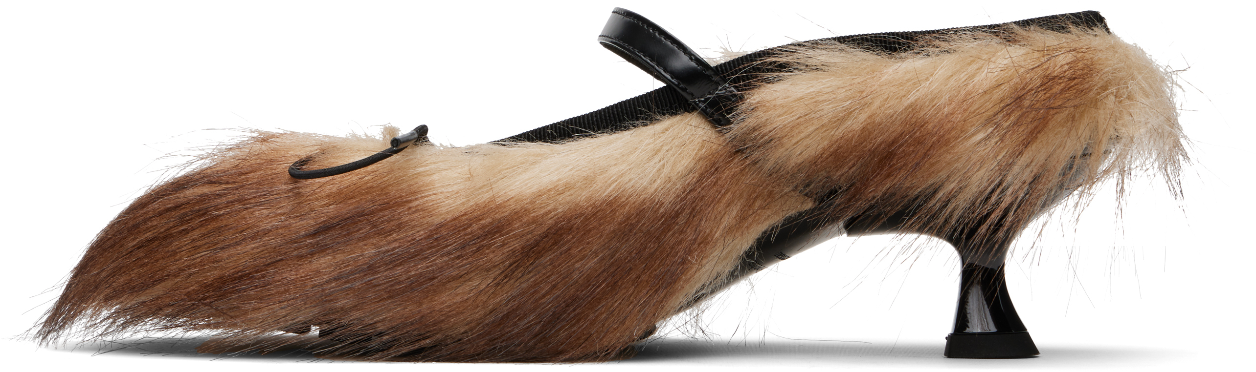 Simone Rocha Beige & Brown Faux Fur Grip Mule Heels In Beige