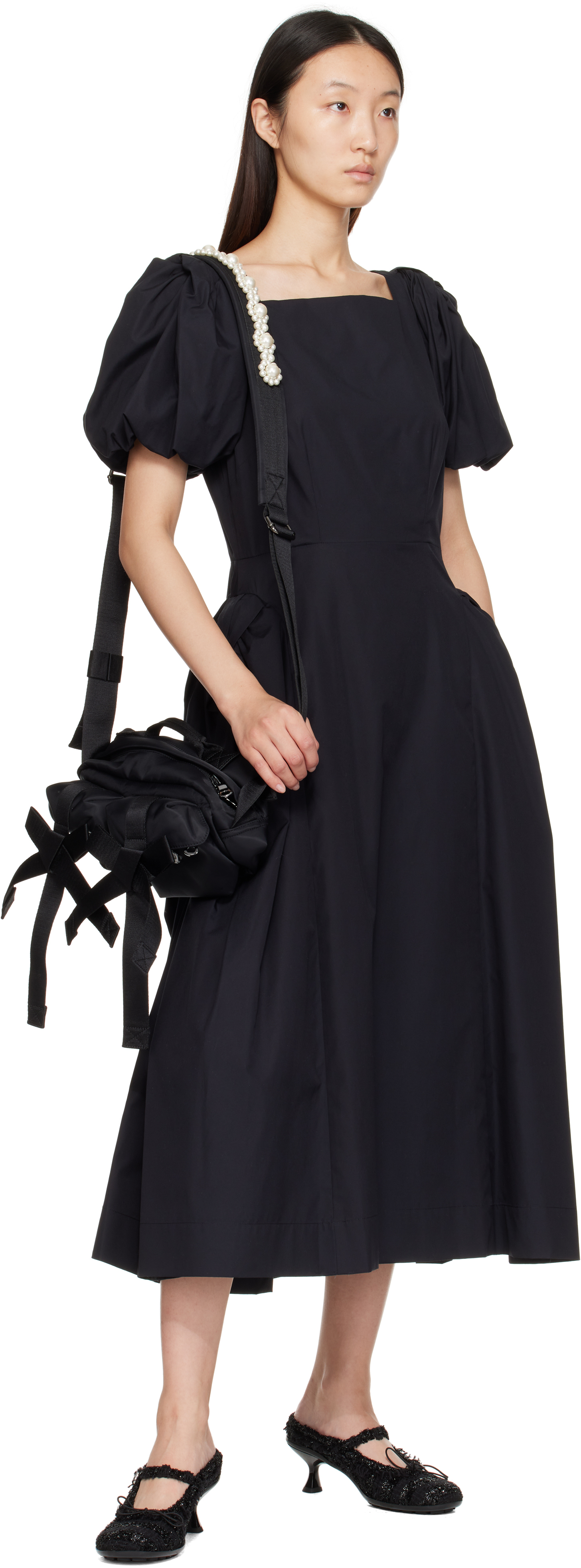 Simone Rocha Black Grip Mule Heels In Black