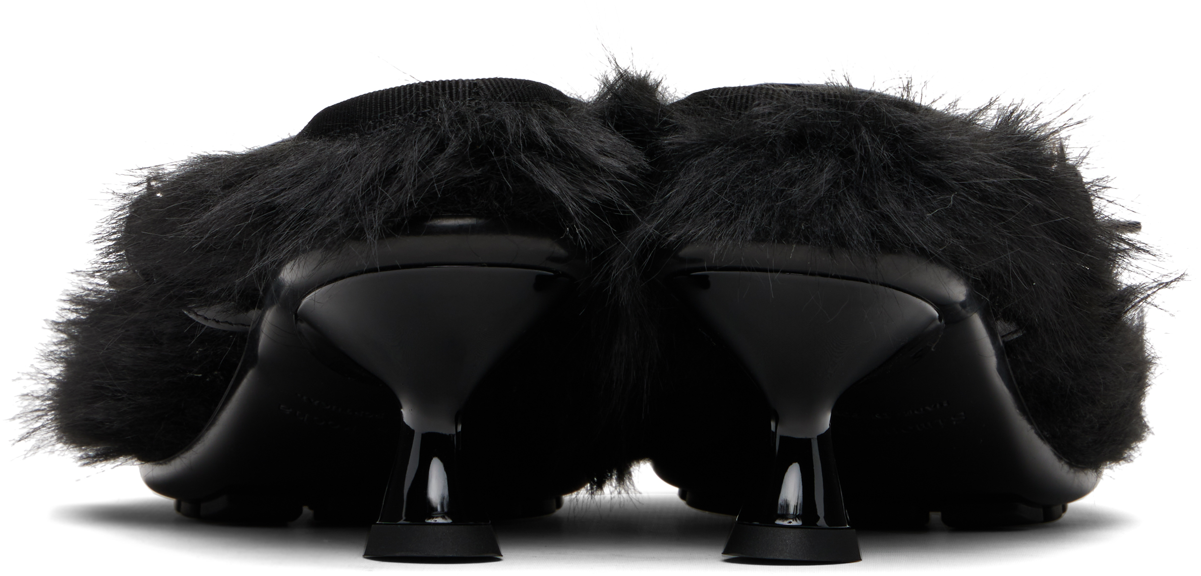 Simone Rocha Black Faux Fur Grip Mule Heels In Black