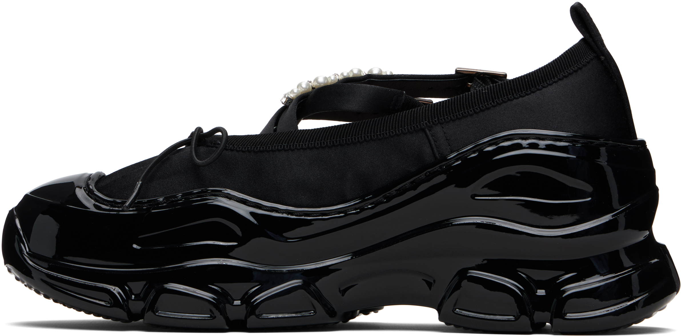 Simone Rocha Black Beaded Tracker Ballerina Flats In Multi