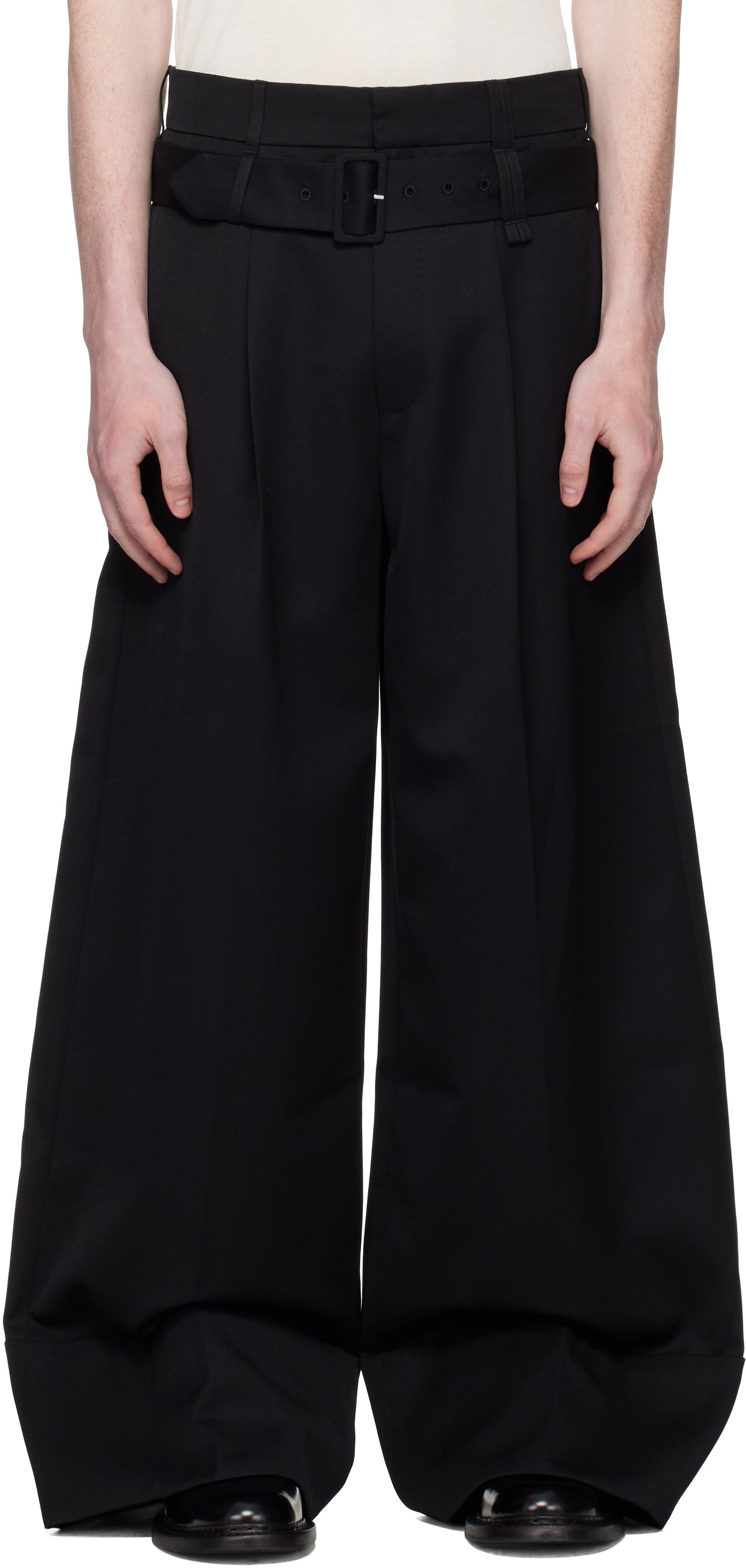 Gray Wide Leg Multi Belt Loop Trousers