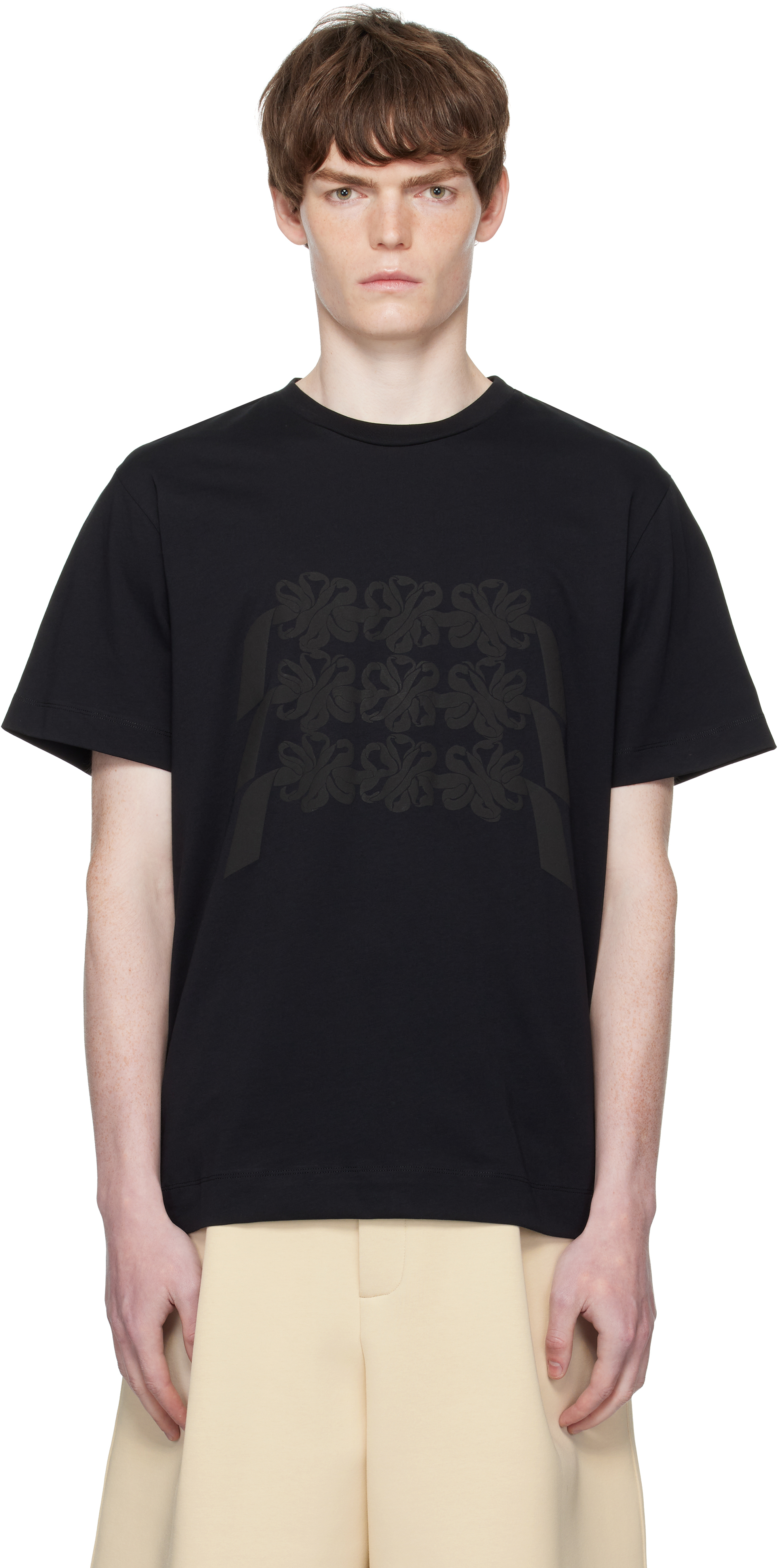 Black Ribbon Daisy Chain Print T-shirt