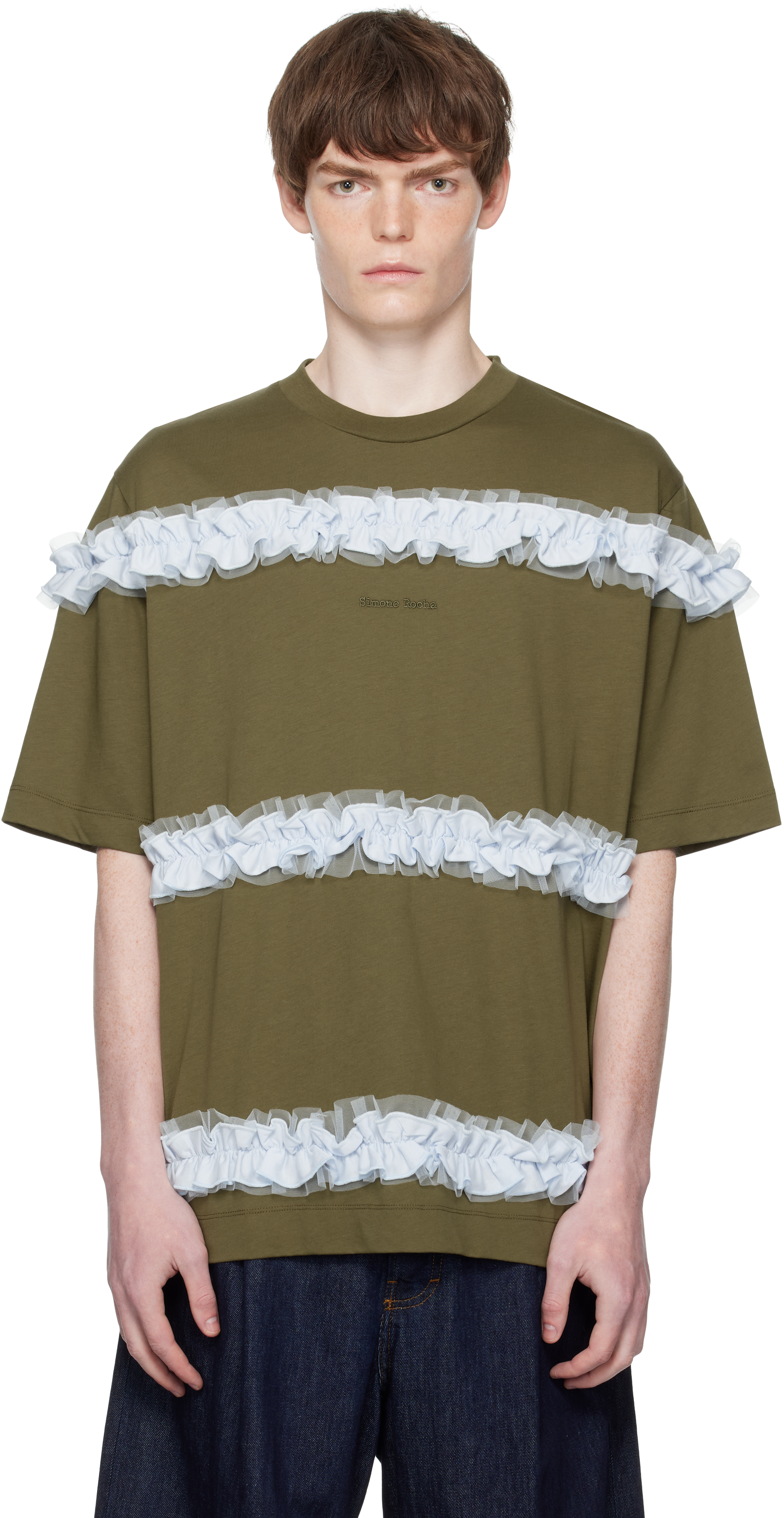 Khaki Ruffle Frill T-shirt