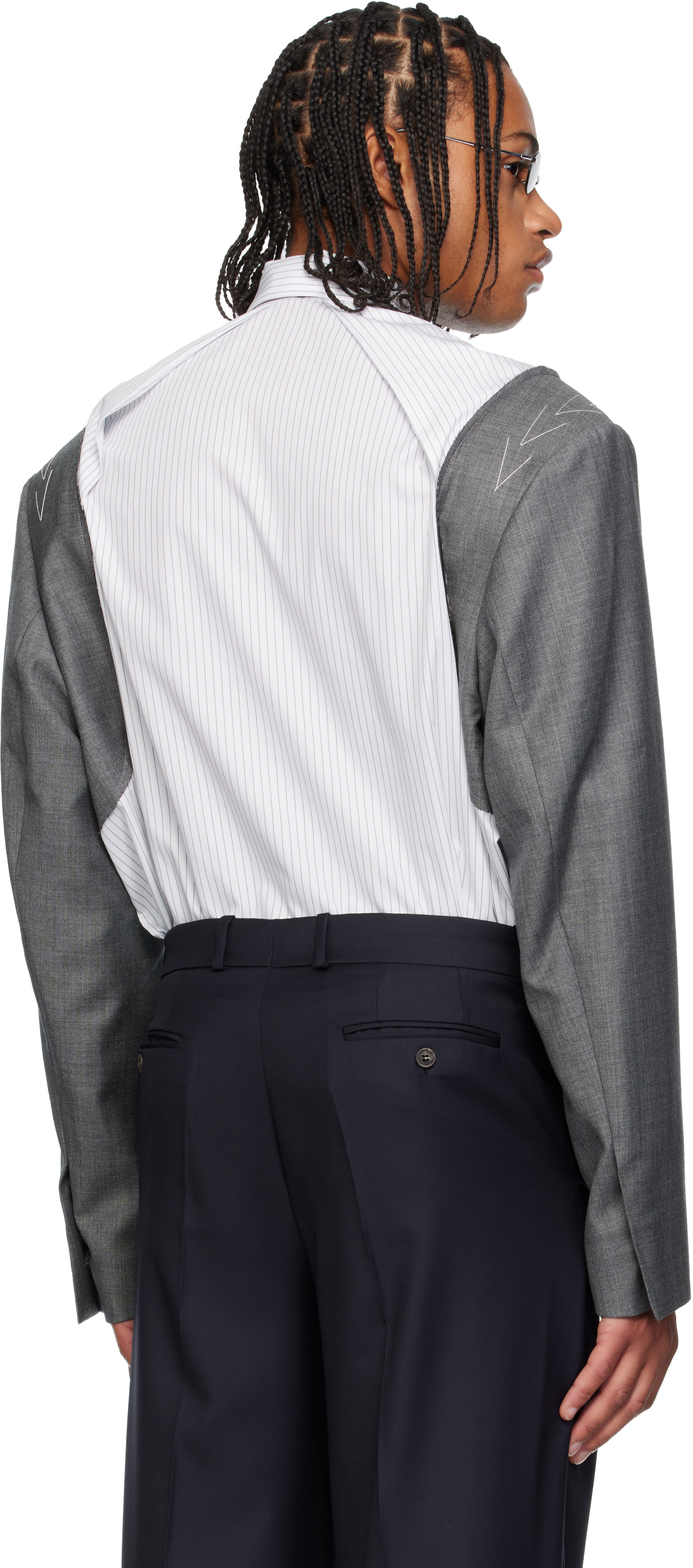 Sonia Carrasco White & Gray Tailored Sleeves Shirt In Gray