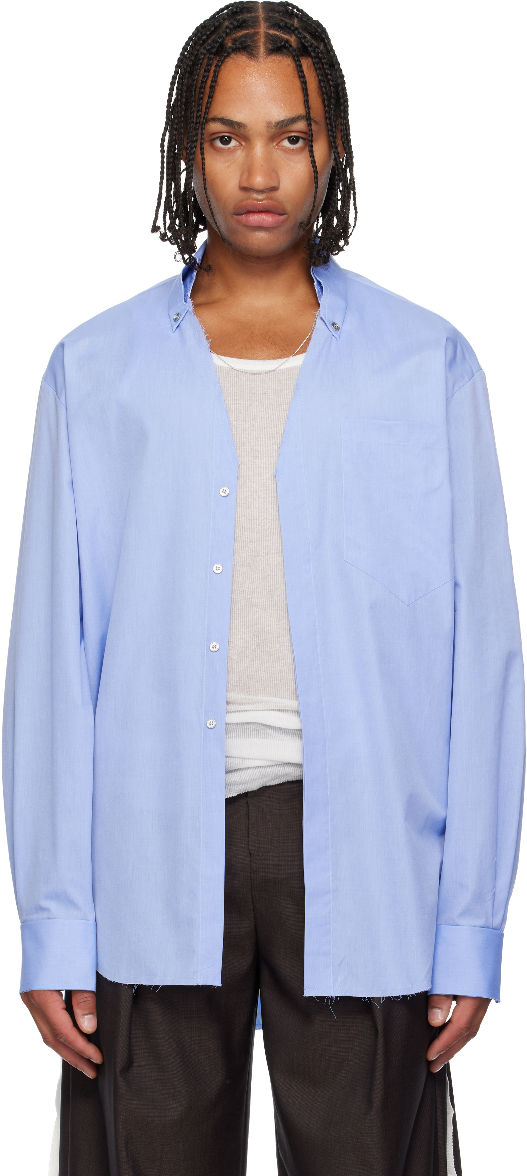 Sonia Carrasco Blue Cut Collar Shirt In Blue