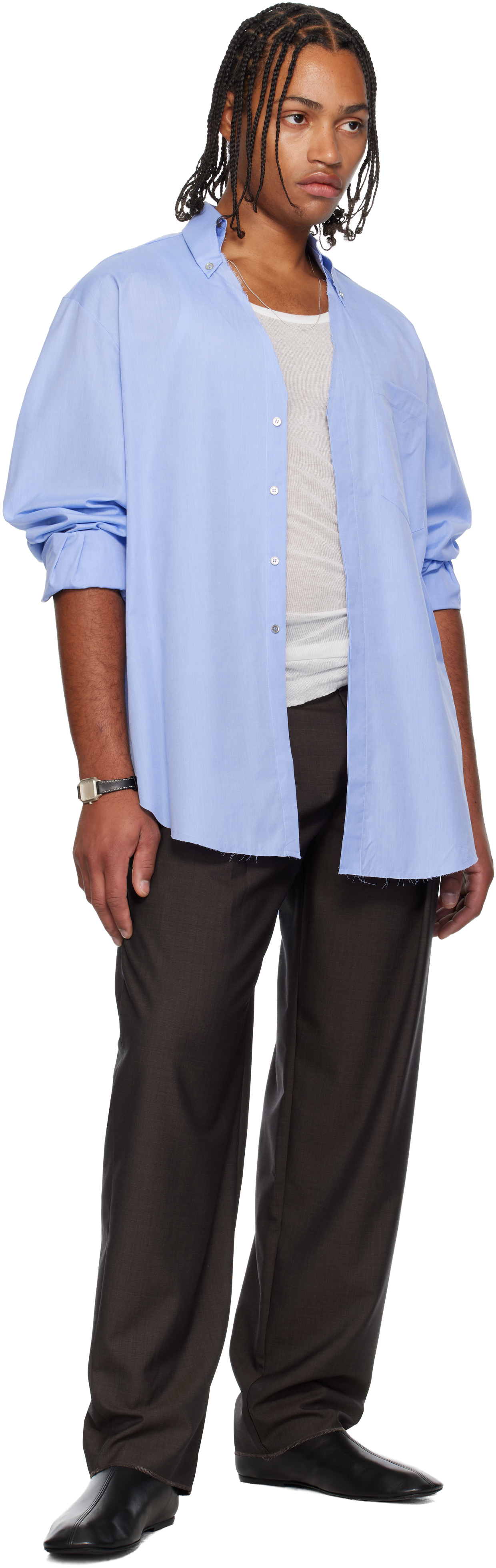 Sonia Carrasco Blue Cut Collar Shirt In Blue