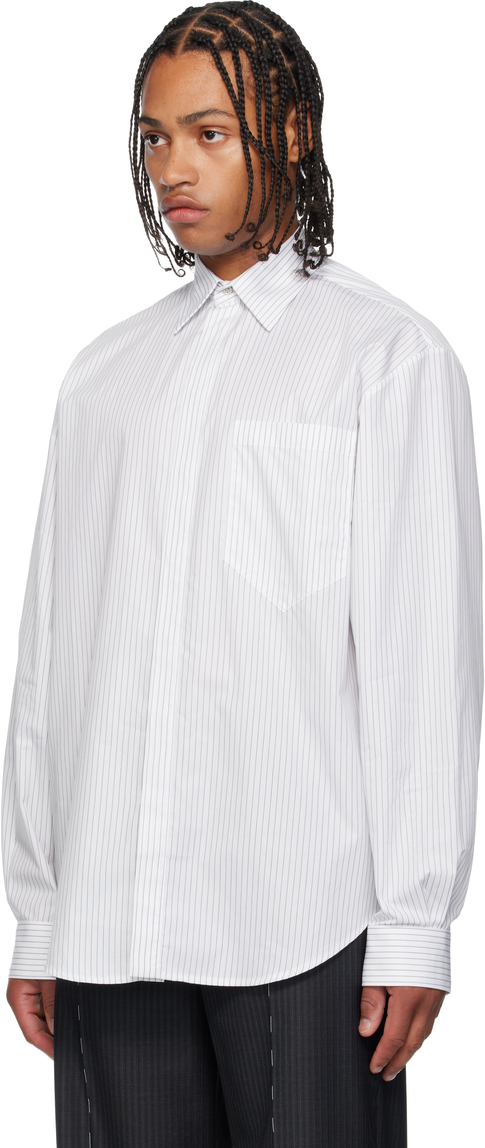 Sonia Carrasco White Fundamental Poplin Pinstripe Shirt In White