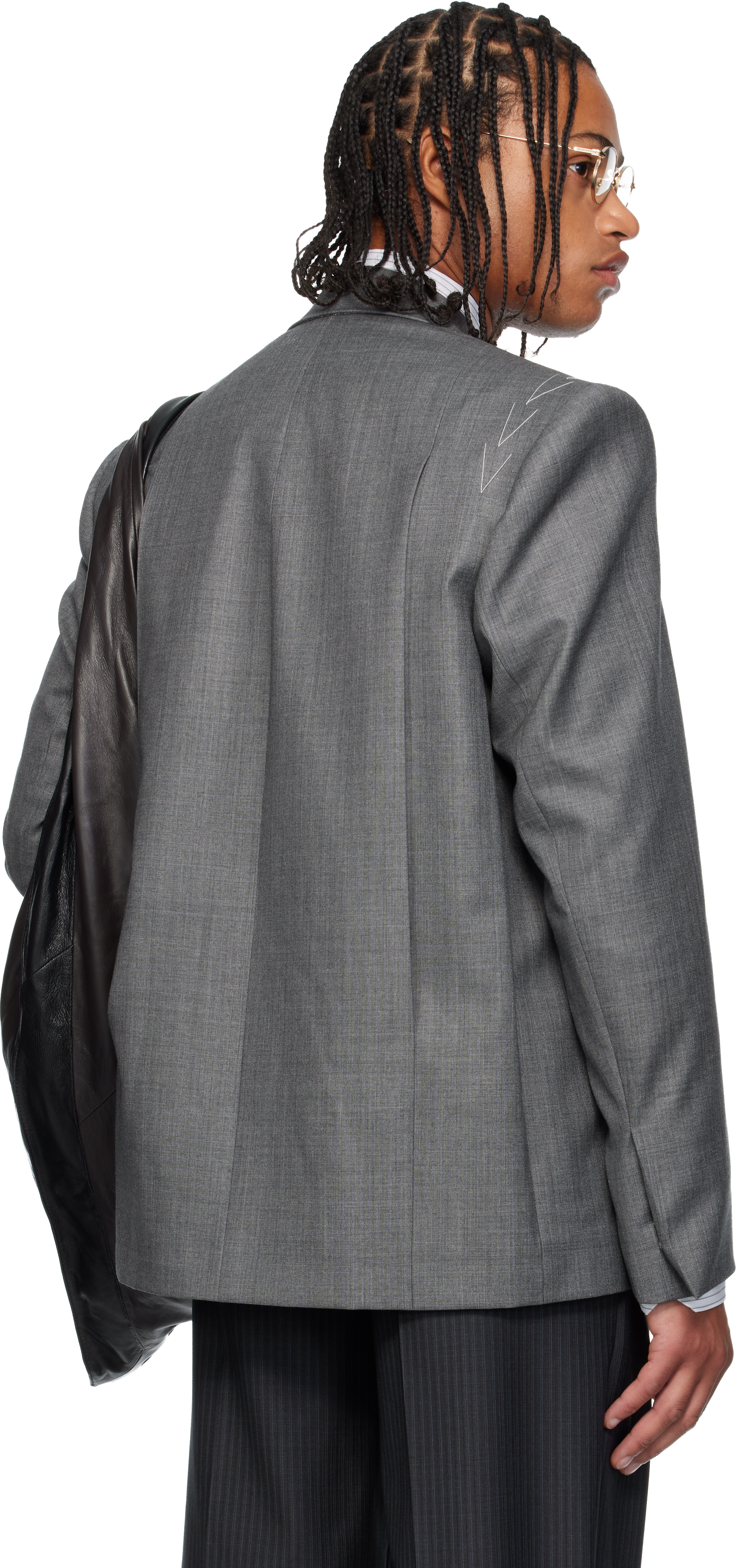 Sonia Carrasco Gray Double-breasted Blazer In Gray