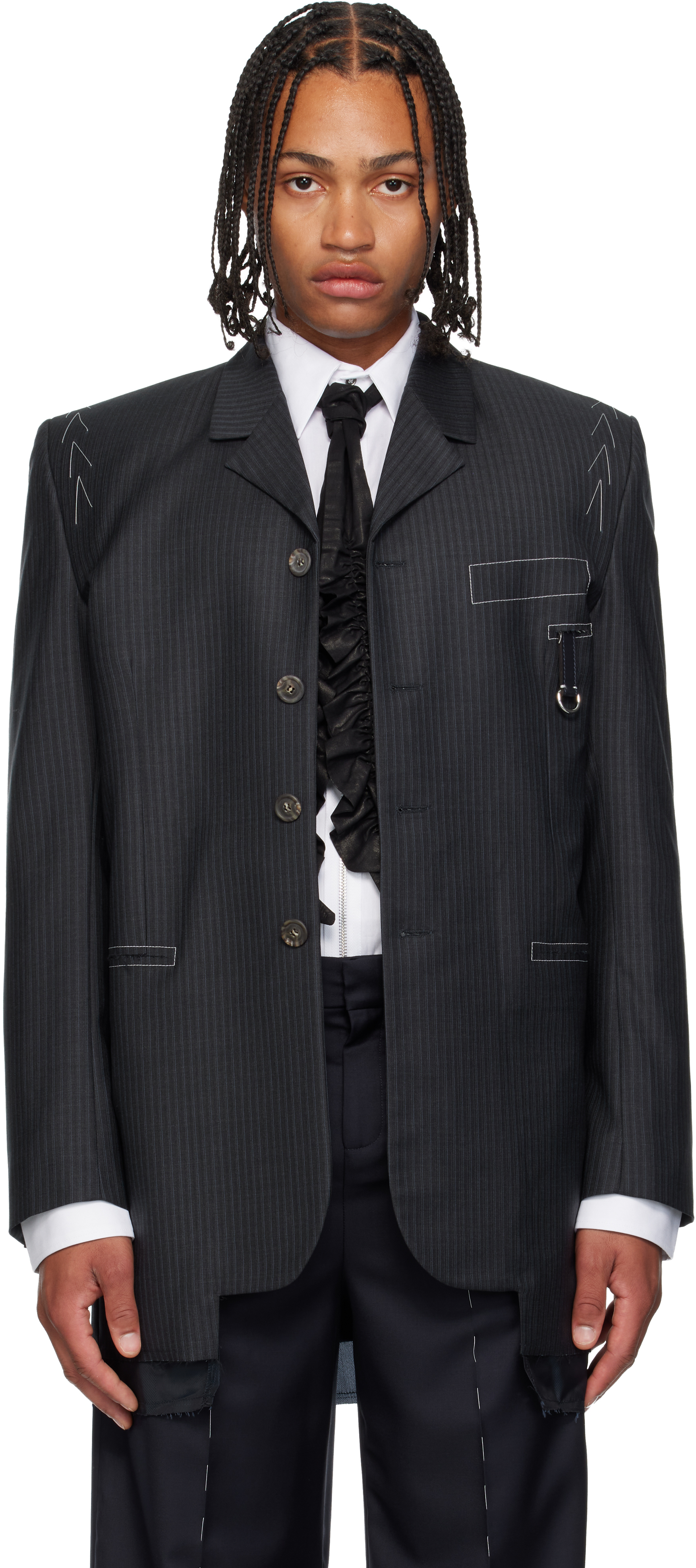 Sonia Carrasco Gray Relaxed Fit Blazer In Black