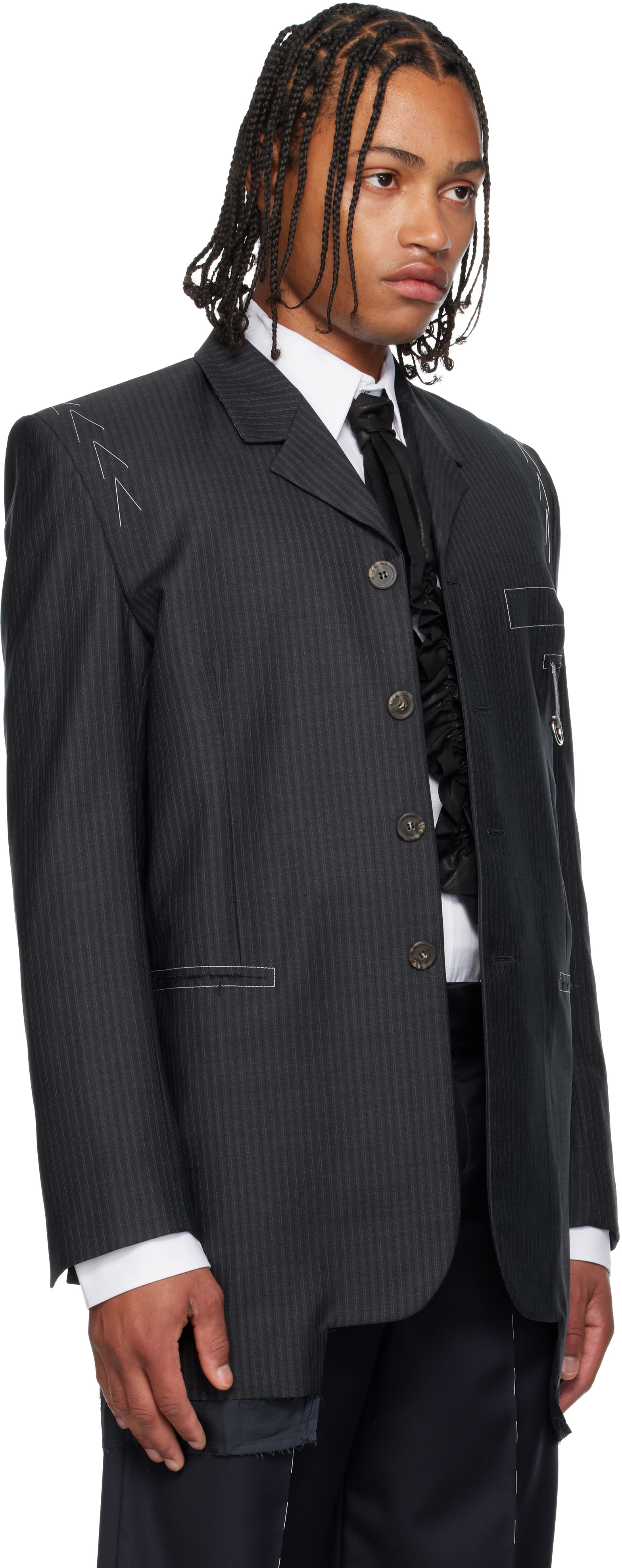 Sonia Carrasco Gray Relaxed Fit Blazer In Black