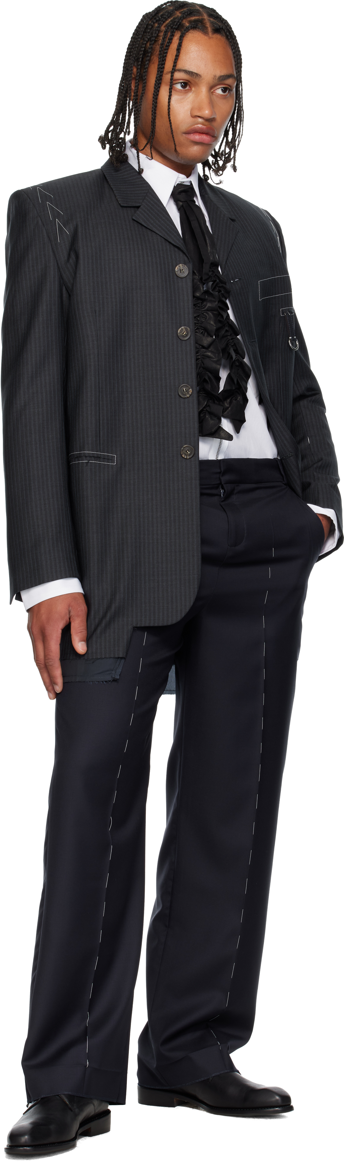 Sonia Carrasco Gray Relaxed Fit Blazer In Black