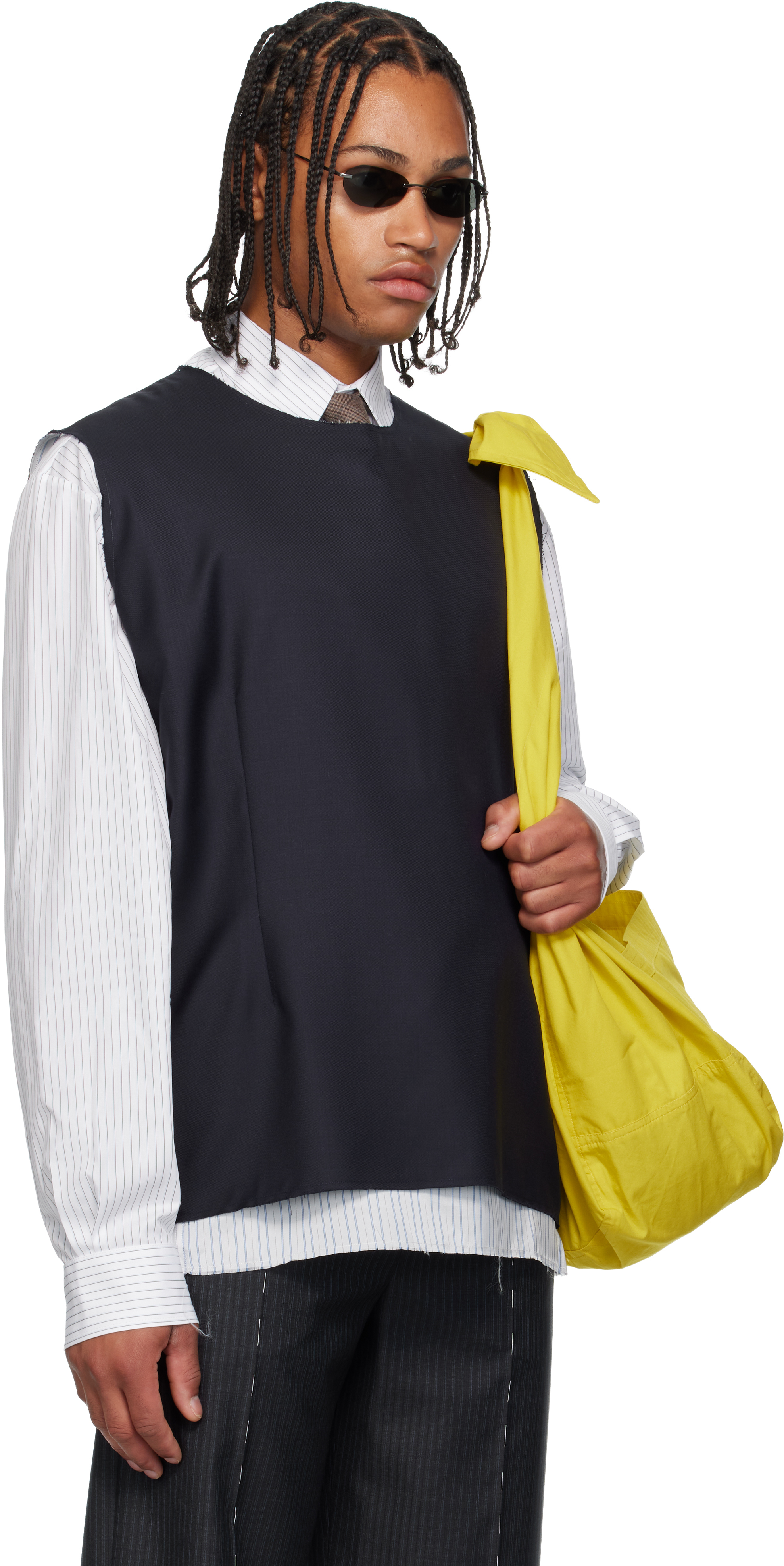Sonia Carrasco Navy Sleeveless Tailored T-shirt In Black
